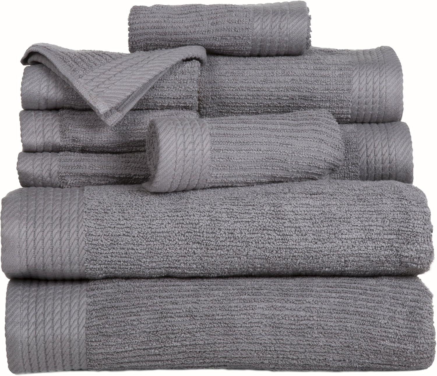 image10PC Towel Set 525GSM 100 Cotton Bathroom Essentials with 2 Bath Towels 2 Hand Towels 4 Washcloths and 2 Fingertip Towels Absorbent for Shower Gym Spa and Dorm by Lavish Home WhiteSilver