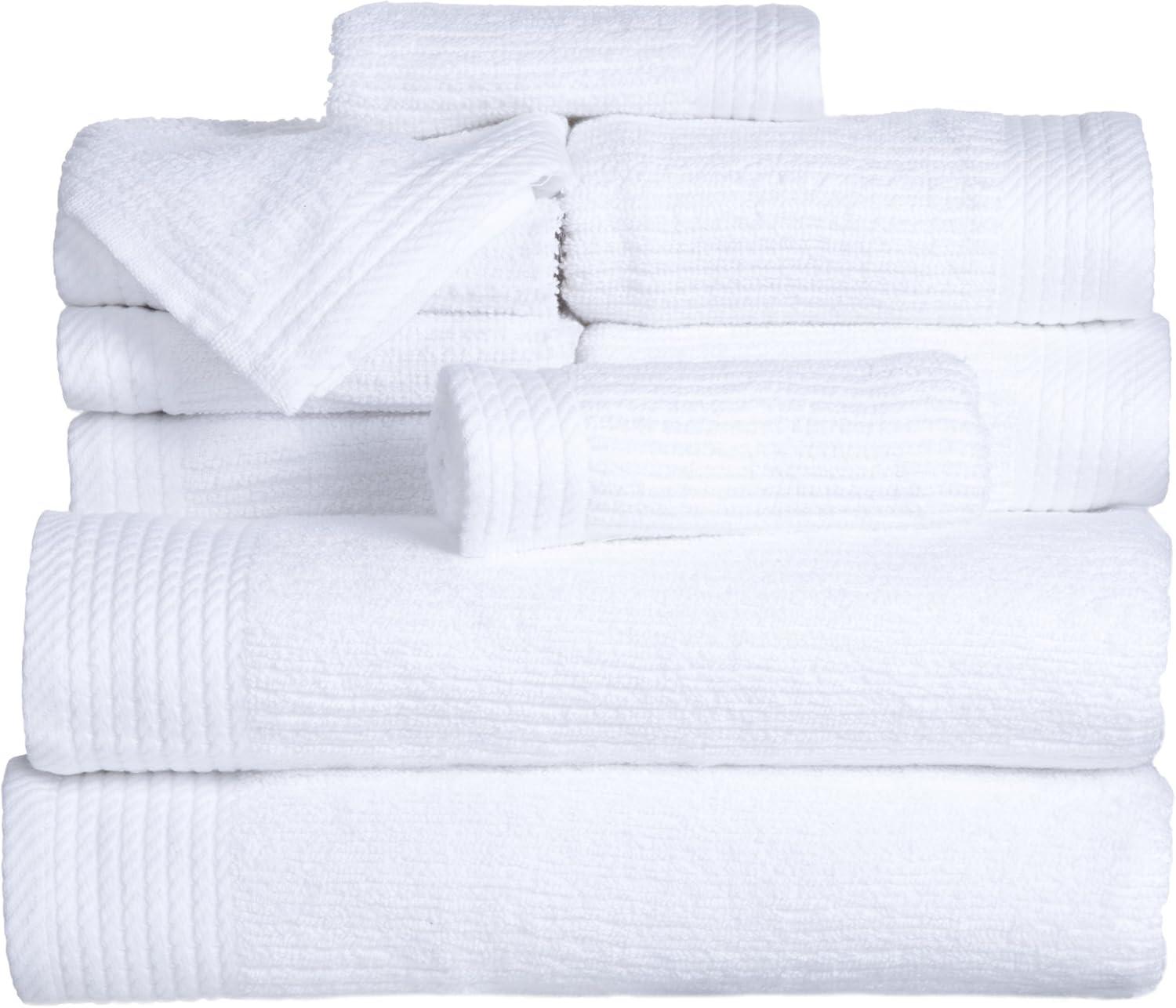 image10PC Towel Set 525GSM 100 Cotton Bathroom Essentials with 2 Bath Towels 2 Hand Towels 4 Washcloths and 2 Fingertip Towels Absorbent for Shower Gym Spa and Dorm by Lavish Home WhiteWhite