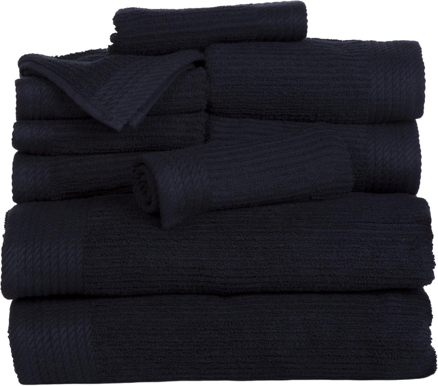 image10PC Towel Set 525GSM 100 Cotton Bathroom Essentials with 2 Bath Towels 2 Hand Towels 4 Washcloths and 2 Fingertip Towels Absorbent for Shower Gym Spa and Dorm by Lavish Home WhiteBlack