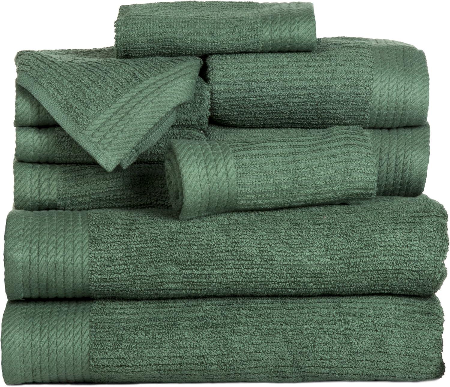 image10PC Towel Set 525GSM 100 Cotton Bathroom Essentials with 2 Bath Towels 2 Hand Towels 4 Washcloths and 2 Fingertip Towels Absorbent for Shower Gym Spa and Dorm by Lavish Home WhiteGreen