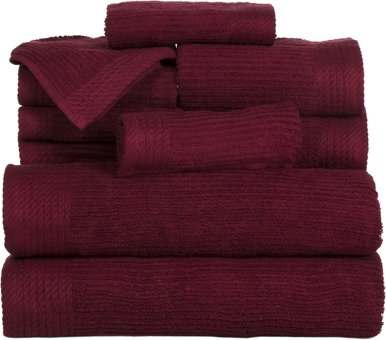 image10PC Towel Set 525GSM 100 Cotton Bathroom Essentials with 2 Bath Towels 2 Hand Towels 4 Washcloths and 2 Fingertip Towels Absorbent for Shower Gym Spa and Dorm by Lavish Home WhiteBurgundy