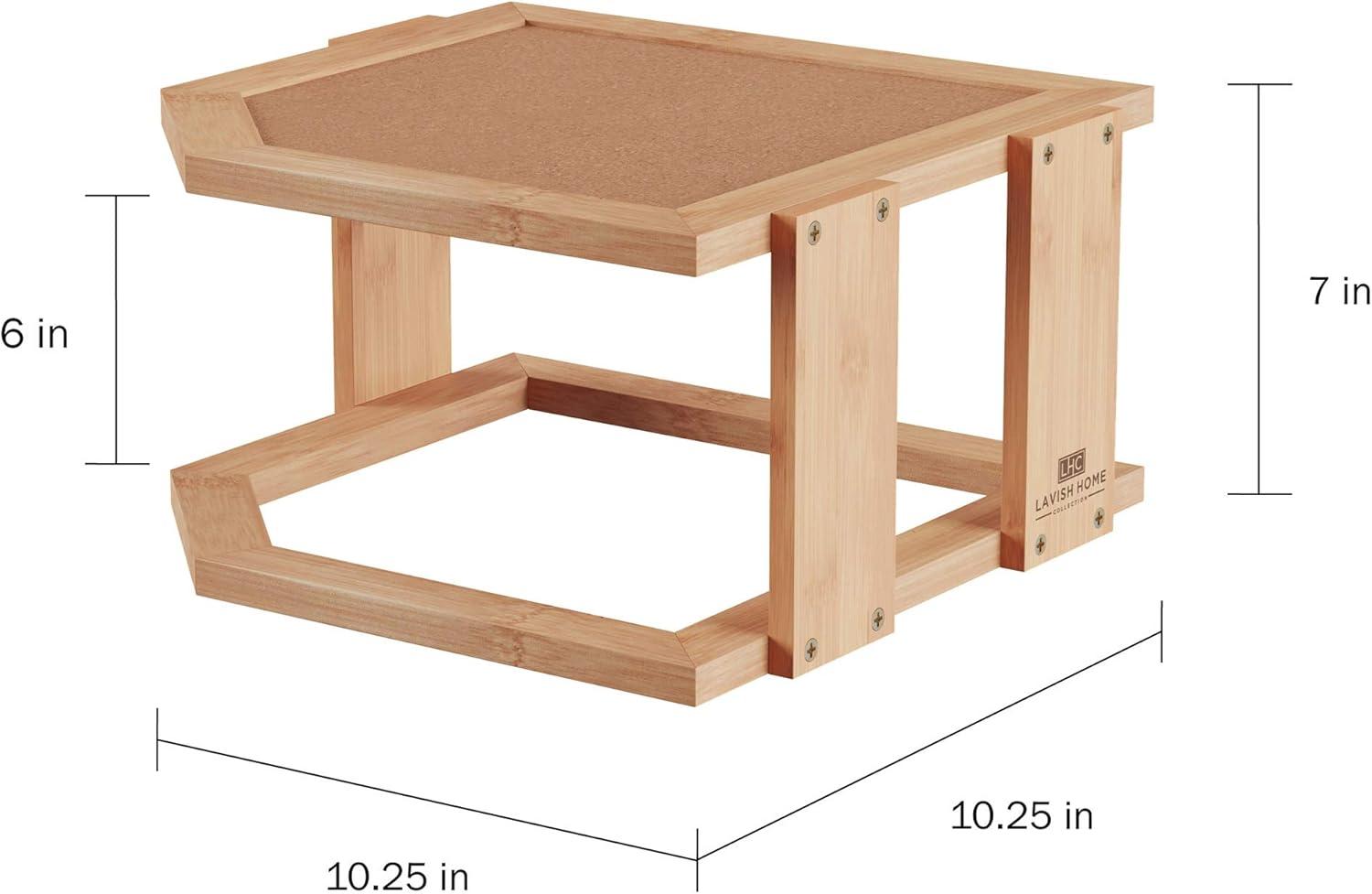 image2Tier Bamboo Corner Shelf for Kitchen or Bathroom Cabinet Countertop Cupboard Storage and Organizer Natural Wood Space Saving Rack by Lavish Home