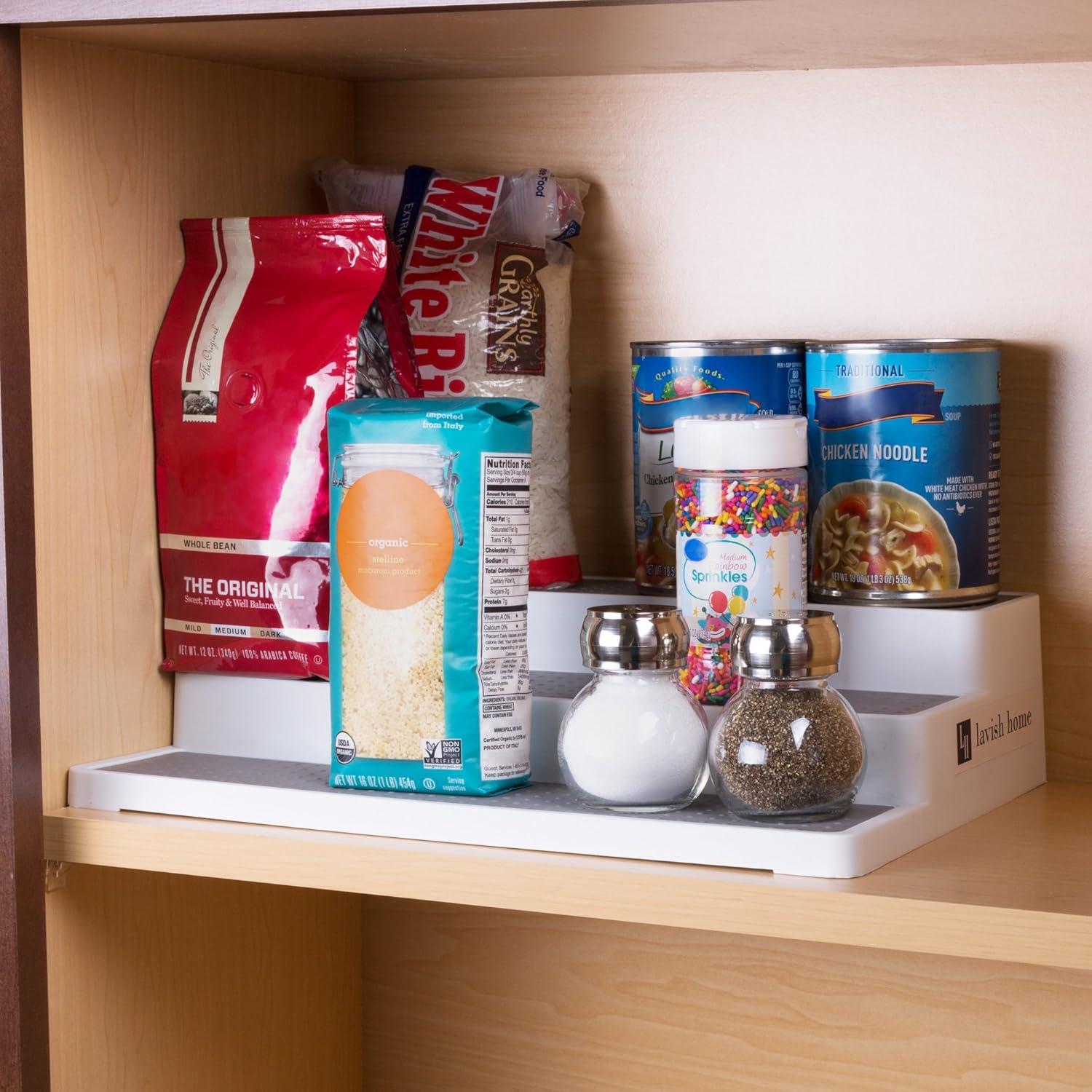 image3 Tier Spice Step Shelf Kitchen Cabinet Countertop and Pantry Spices and Seasoning Organizer by Lavish Home Great for Household Organization