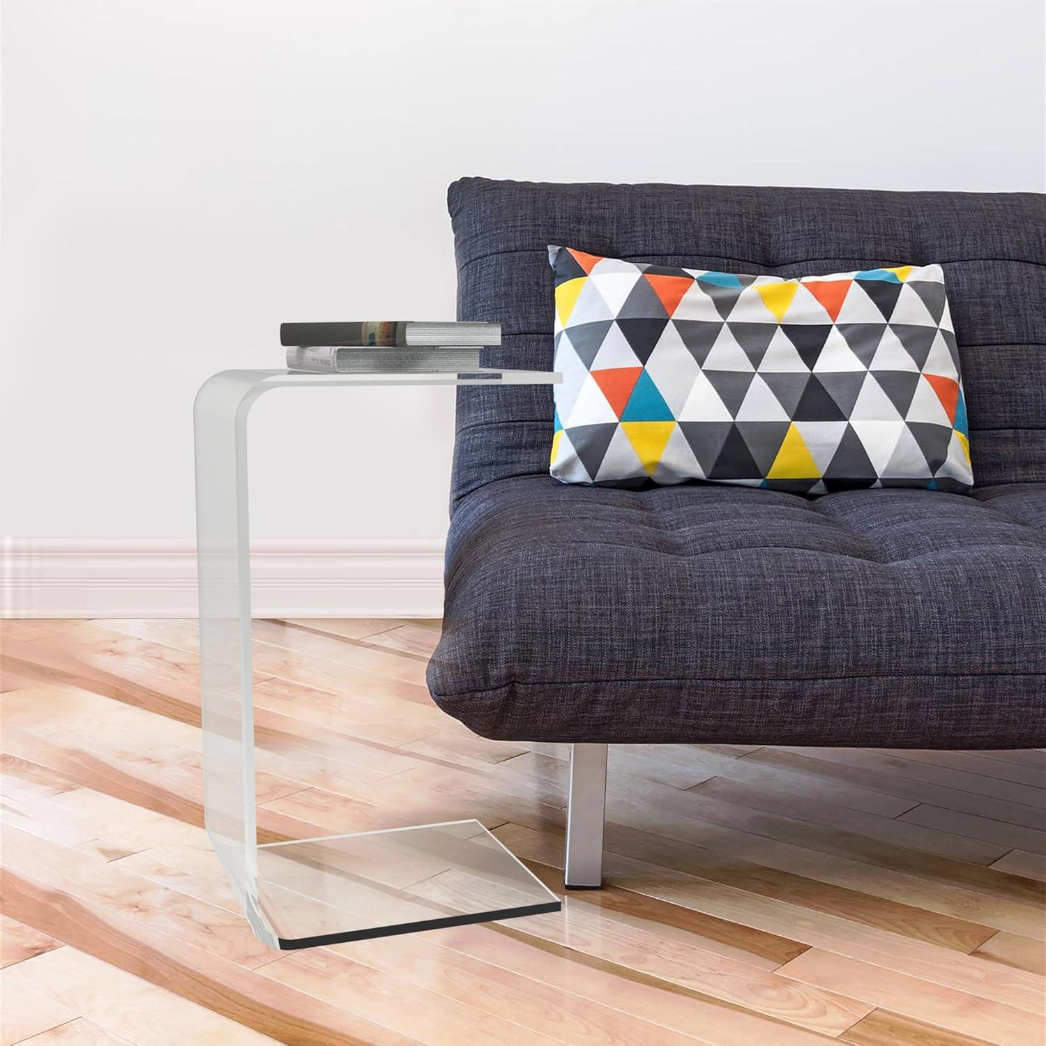 imageAcrylic Side Table 14x12x24 Inch Multipurpose C Shaped End Table for Laptop Working Writing or Coloring Modern Acrylic Furniture by Lavish Home