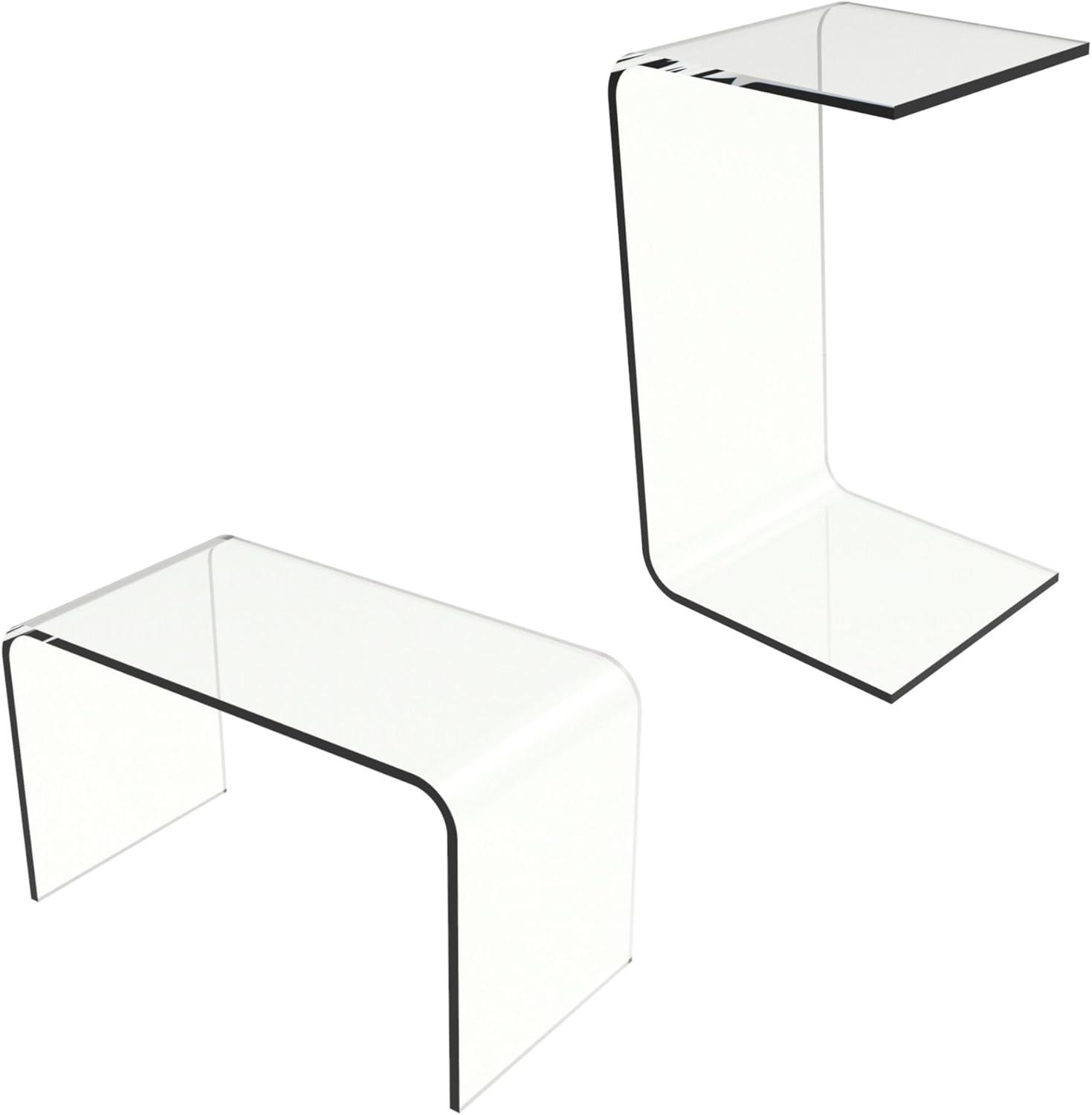 imageAcrylic Side Table 14x12x24 Inch Multipurpose C Shaped End Table for Laptop Working Writing or Coloring Modern Acrylic Furniture by Lavish Home