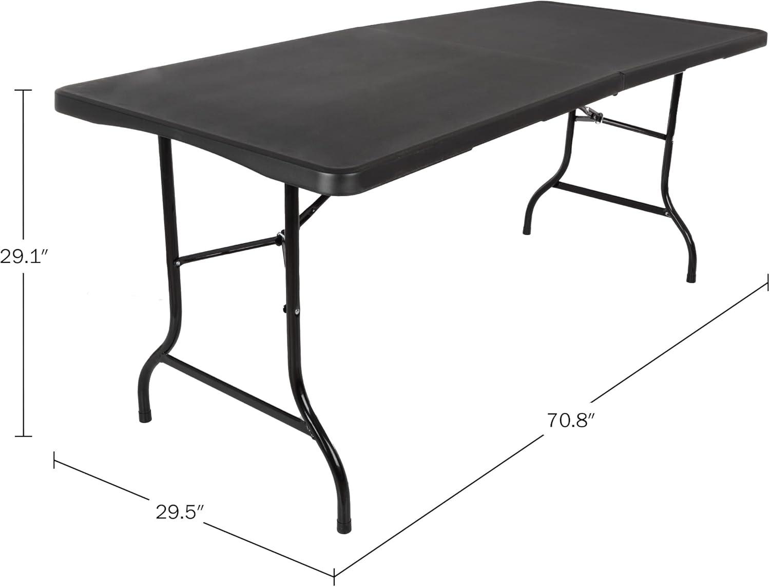 imageAdjustable Folding Table Portable 4Foot Plastic Utility Tabletop with 2 Height Settings Indoor and Outdoor Seating by Lavish Home WhiteBlack Set of 2
