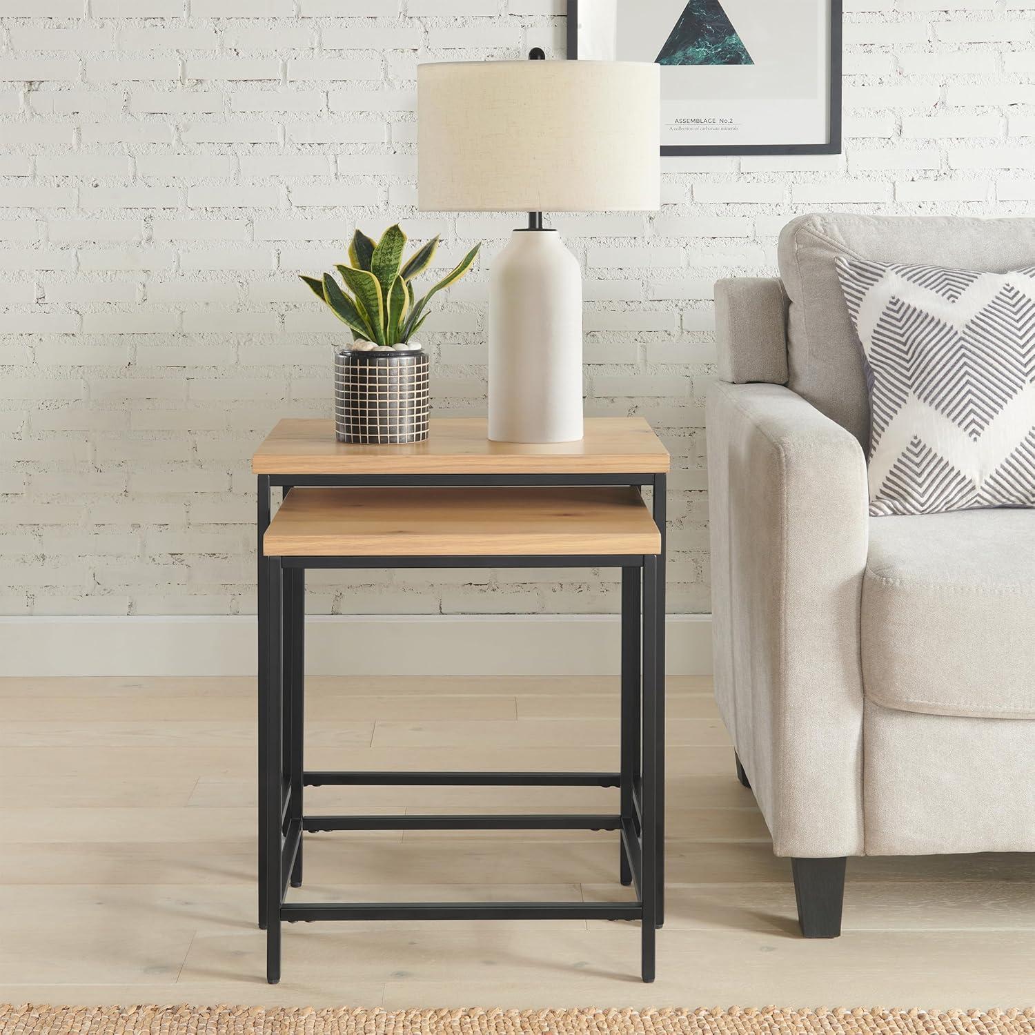 imageAlaterre Furniture 3Piece Coffee Table Set Modern Nesting Tables with Large Table and Side Tables for Living Room Apartment or Dorm WalnutSet of 2