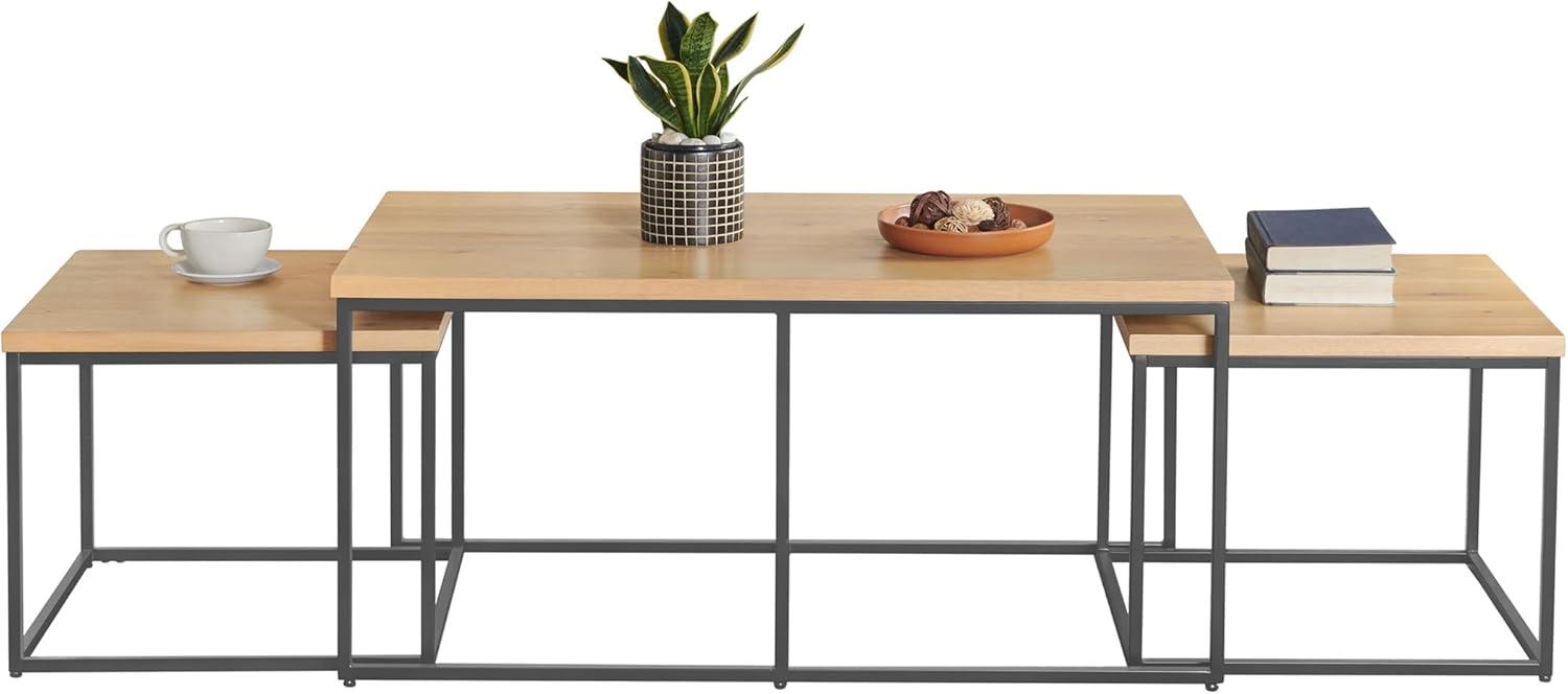 imageAlaterre Furniture 3Piece Coffee Table Set Modern Nesting Tables with Large Table and Side Tables for Living Room Apartment or Dorm WalnutSet of 3