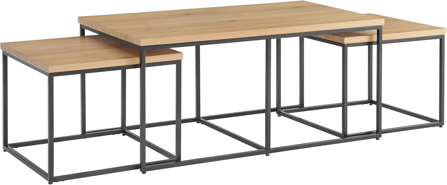 imageAlaterre Furniture 3Piece Coffee Table Set Modern Nesting Tables with Large Table and Side Tables for Living Room Apartment or Dorm WalnutSet of 3