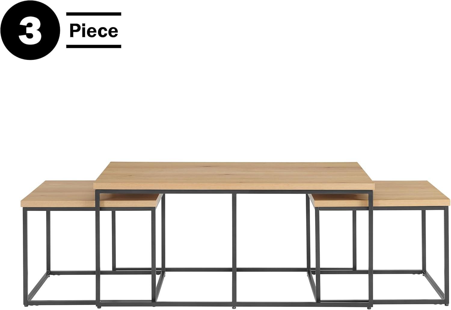 imageAlaterre Furniture 3Piece Coffee Table Set Modern Nesting Tables with Large Table and Side Tables for Living Room Apartment or Dorm WalnutSet of 3