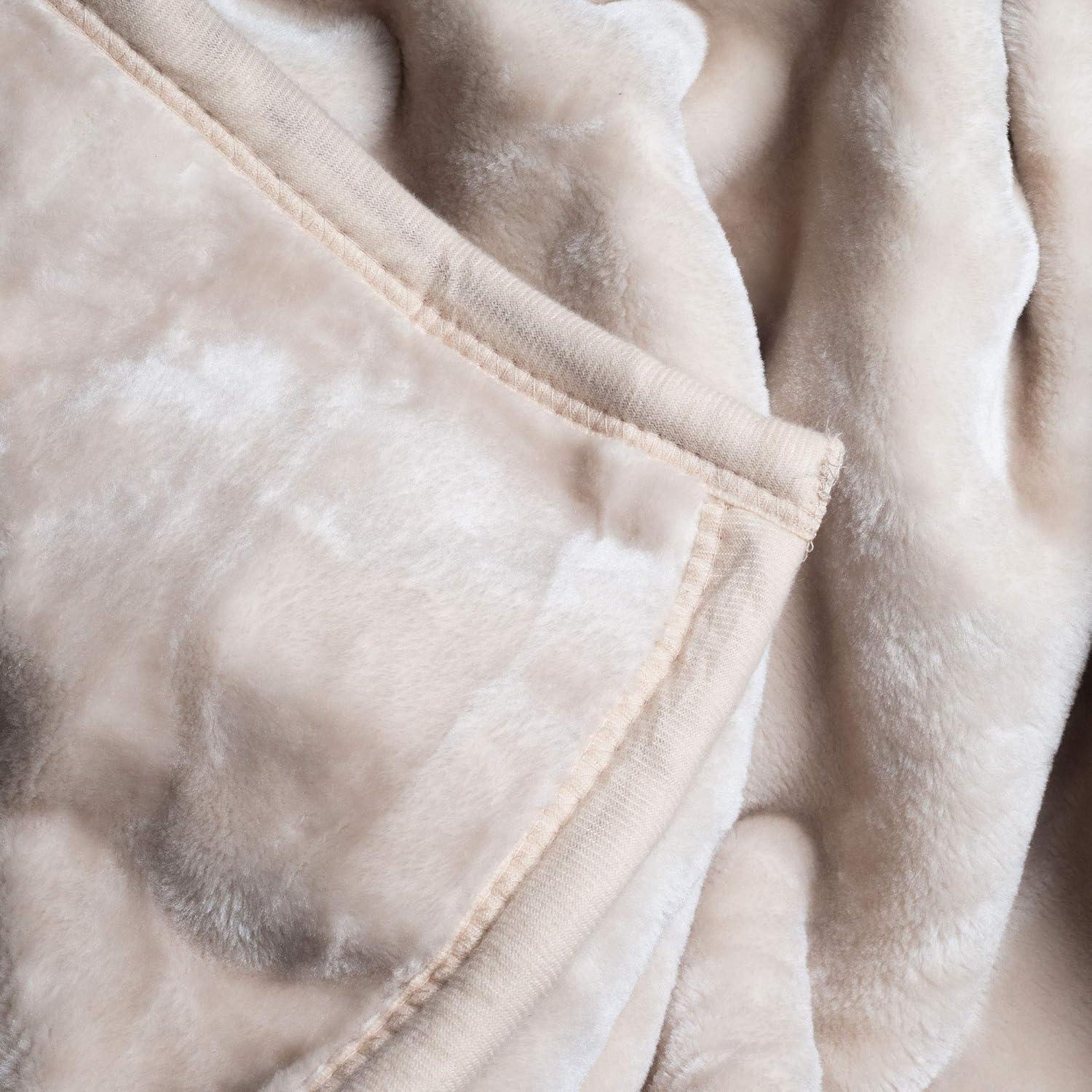 imageBH Solid Soft Heavy Thick Plush Mink Blanket 8 Pound Beige