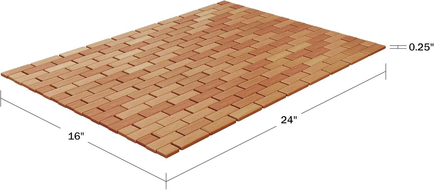 imageBamboo Bath Mat Set 2Pack NonSlip Wooden Bath Mats with Roll Up Lattice Design for IndoorOutdoor Bathtub Shower Sauna Hot Tub by Lavish Home2Pack