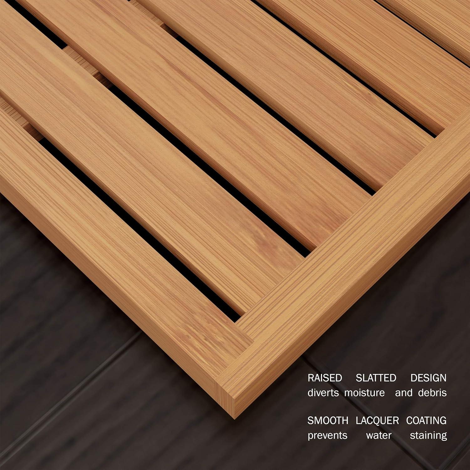 imageBamboo Bath MatEcoFriendly Natural Wooden NonSlip Slatted Design Mat for Indoor and Outdoor Bathtub Shower Sauna Pool or Hot Tub by Lavish Home