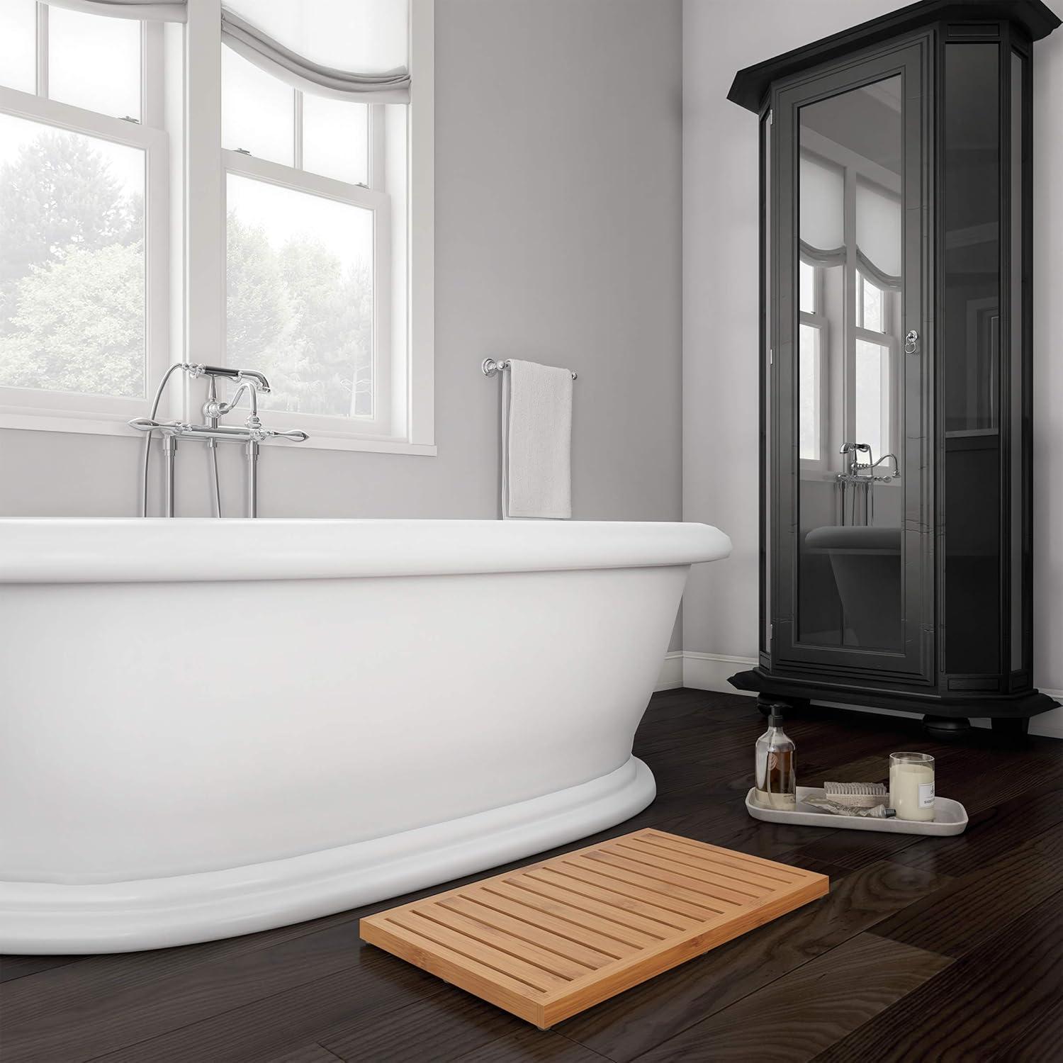 imageBamboo Bath MatEcoFriendly Natural Wooden NonSlip Slatted Design Mat for Indoor and Outdoor Bathtub Shower Sauna Pool or Hot Tub by Lavish Home