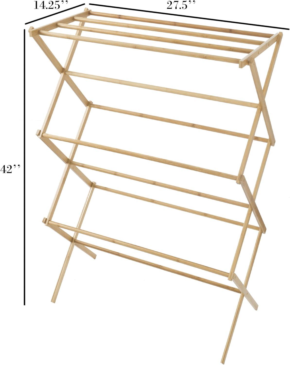 imageBamboo Clothes Drying Rack Collapsible and Compact for IndoorOutdoor Use Portable Wooden Rack for Hanging and AirDrying Laundry by Lavish HomeBrown