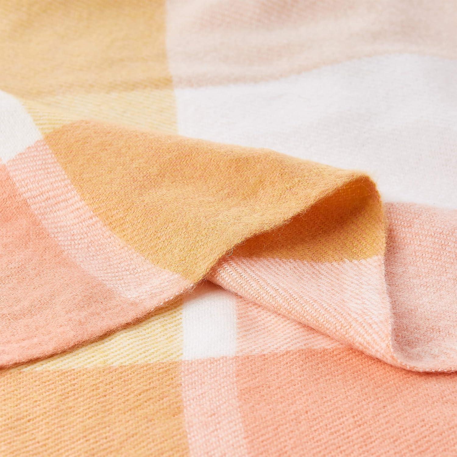 imageBedford Home Desert Blush Oversized Vintage Look Woven Acrylic Faux CashmereFeel Plaid Throw Breathable and Machine Washable 70 L x 60 W 66A29256