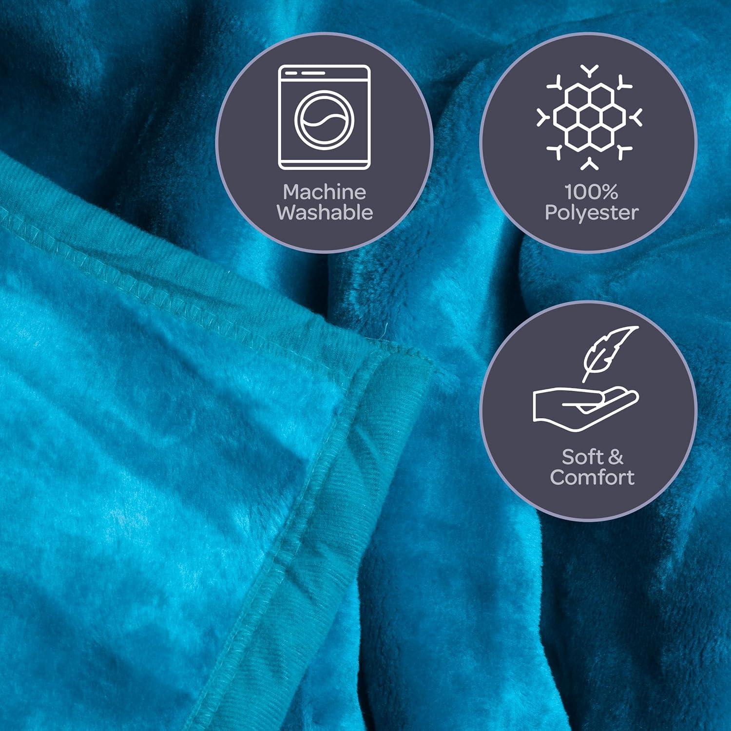 imageBedford Home Faux Fur Throw Blanket Oversized 91x81 MachineWashable Bedding MinkStyle 78lb Heavy Blanket for Bed or Sofa BeigeAqua