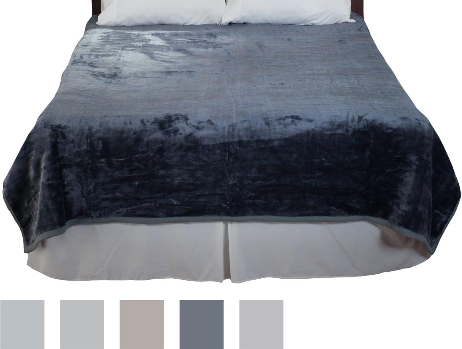 imageBedford Home Faux Fur Throw Blanket Oversized 91x81 MachineWashable Bedding MinkStyle 78lb Heavy Blanket for Bed or Sofa BeigeGray