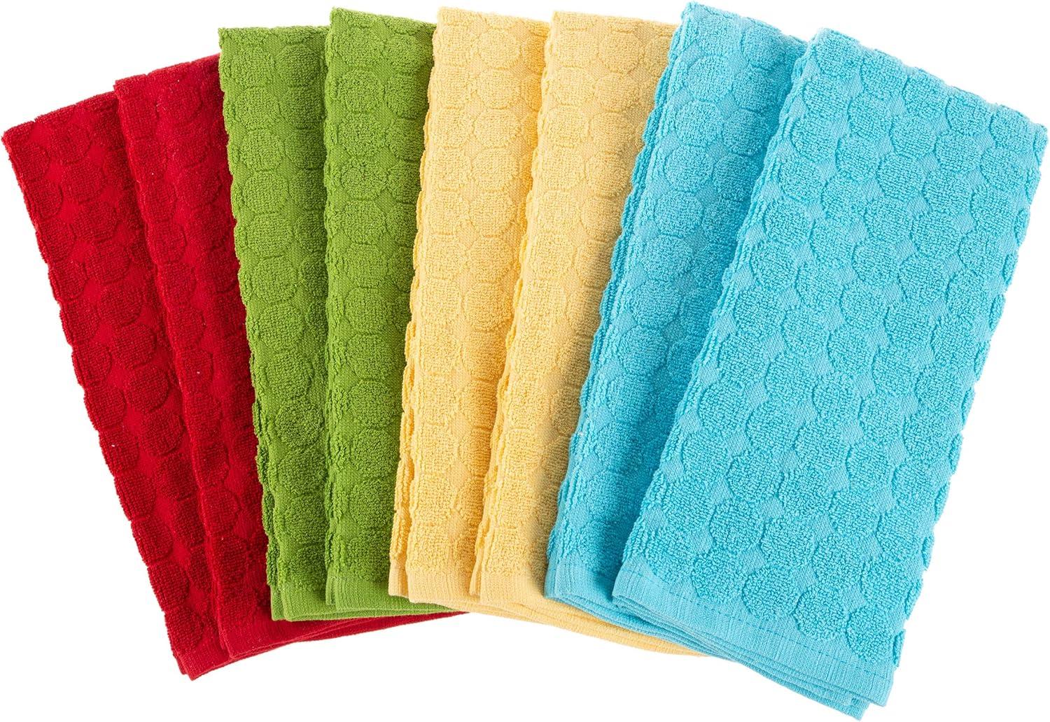 imageBedford Home Lavish Home Set of 8 Kitchen 16x28Absorbent 100 Cotton Hand TowelModern Circle Pattern Weave in 4 Solid ColorsDishtowels for Drying MultipleSet of 8