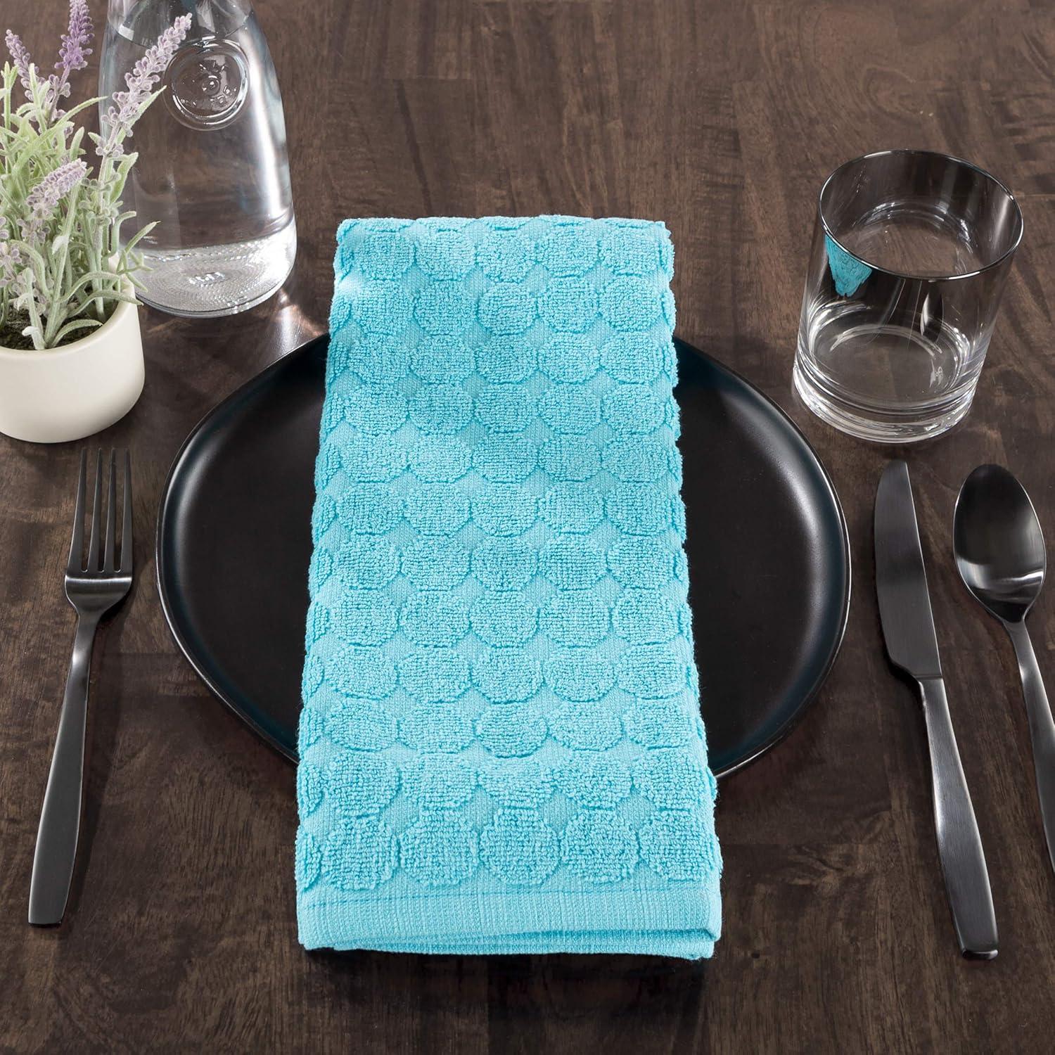 imageBedford Home Lavish Home Set of 8 Kitchen 16x28Absorbent 100 Cotton Hand TowelModern Circle Pattern Weave in 4 Solid ColorsDishtowels for Drying MultipleSet of 8
