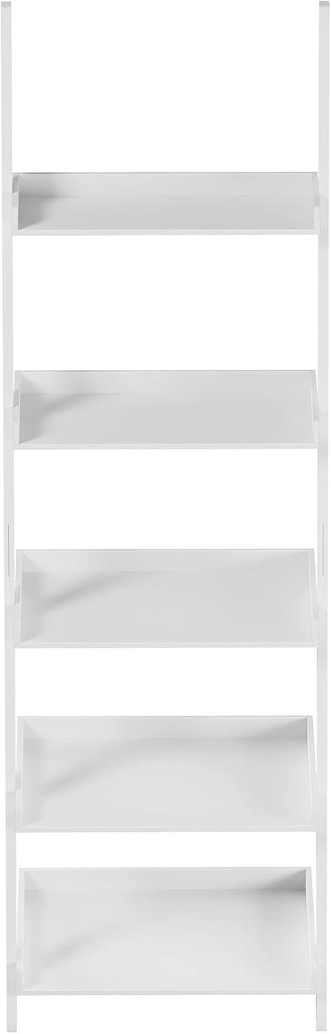 imageBookshelf 5Tier Ladder Shelf with Leaning Look Bookcase for Home Decor and Office Storage Freestanding Book Shelves by Lavish Home BlackWhite