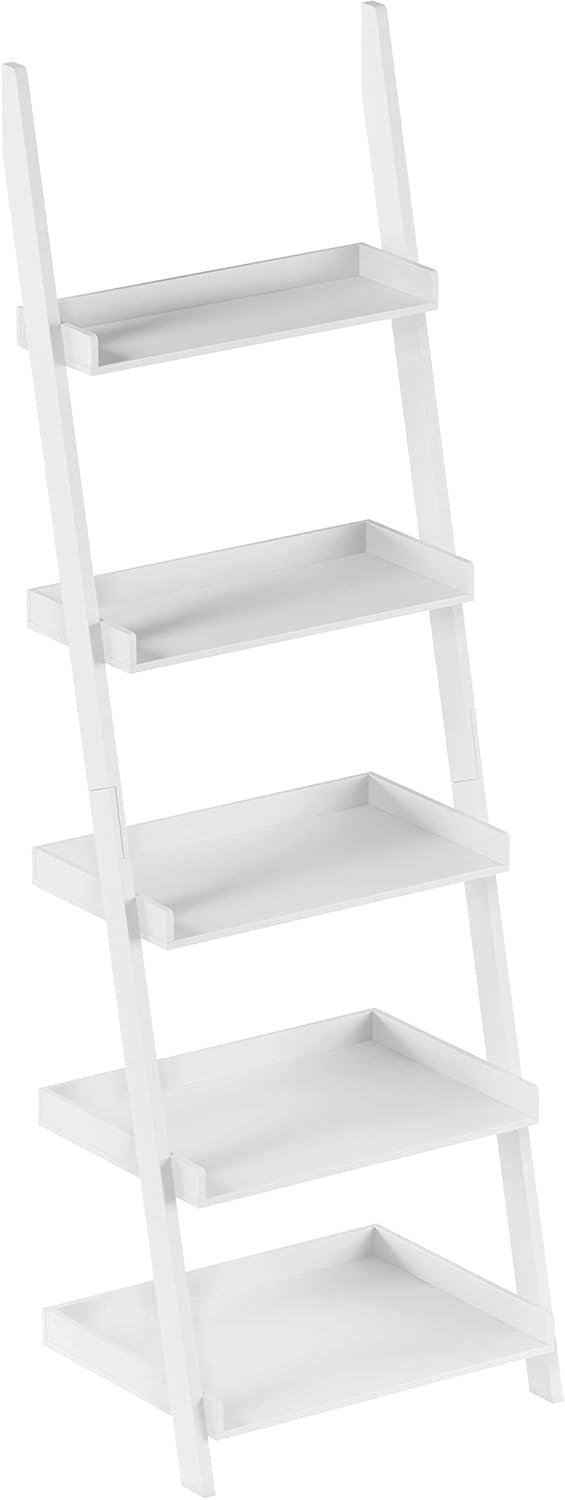 imageBookshelf 5Tier Ladder Shelf with Leaning Look Bookcase for Home Decor and Office Storage Freestanding Book Shelves by Lavish Home BlackWhite