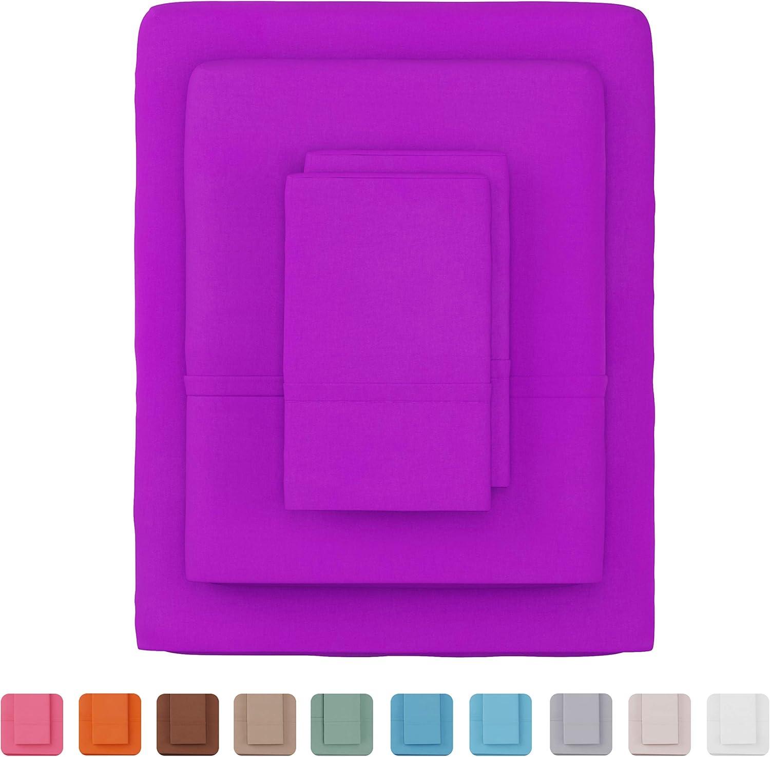 imageBrushed Microfiber Sheet Set 3 Piece Bed LinensFitted ampamp Flat Sheets 1 PillowcaseWrinkle Stain ampamp Fade Resistant by Lavish Home Twin PurplePurple