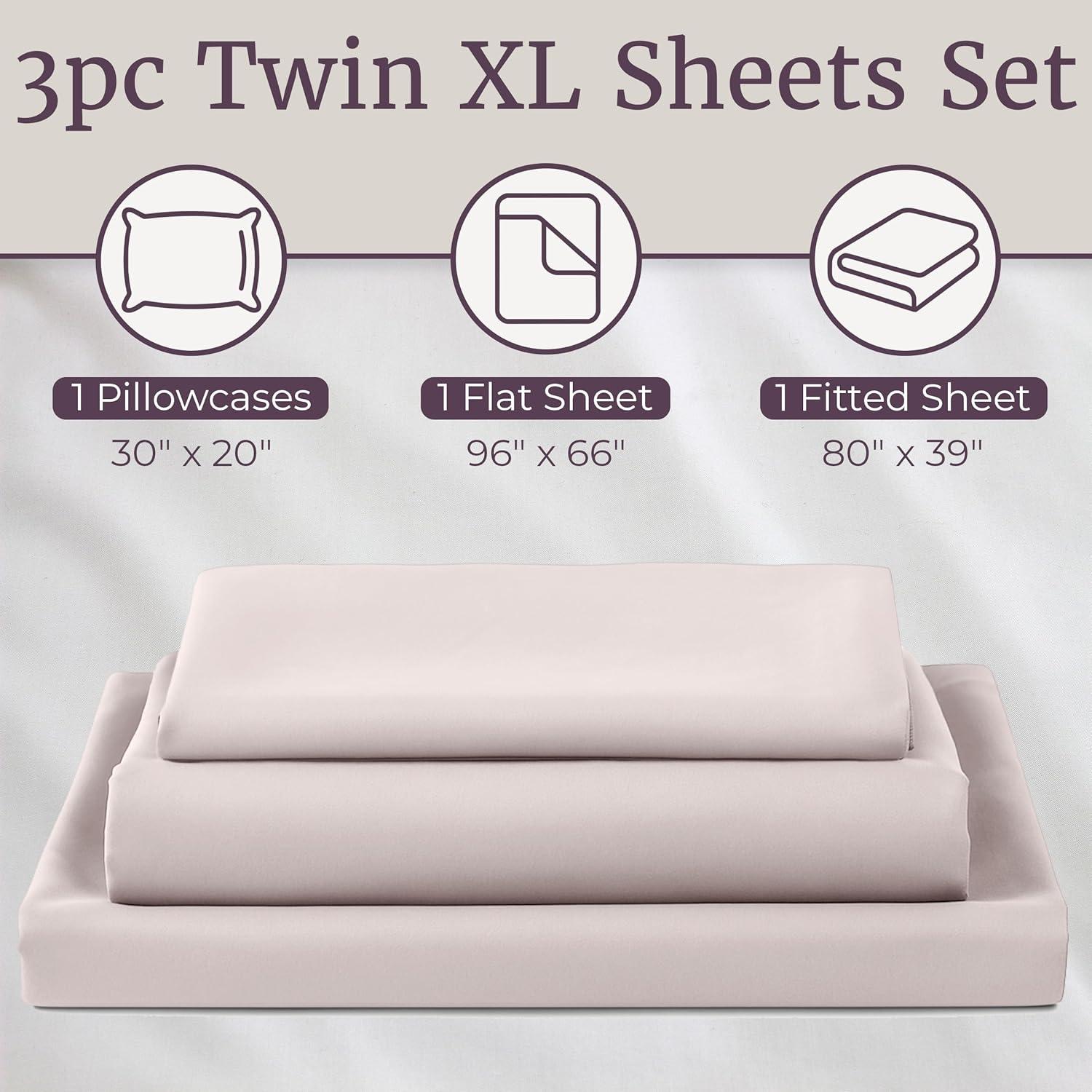 imageBrushed Microfiber Sheet Set3 Piece Bed LinensFitted ampamp Flat Sheets Plus PillowcaseWrinkle Stain ampamp Fade Resistant by Lavish Home Twin XL Beige