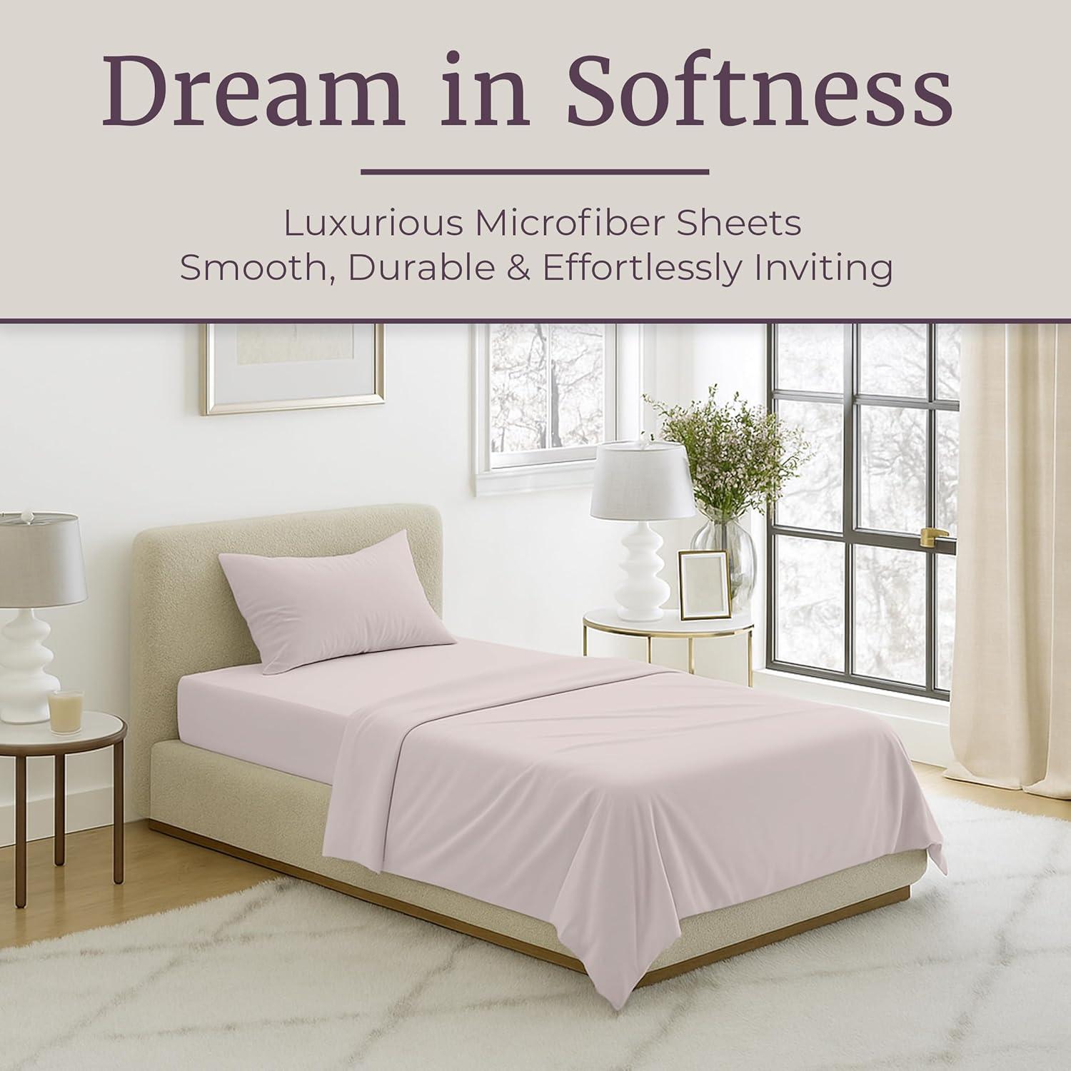 imageBrushed Microfiber Sheet Set3 Piece Bed LinensFitted ampamp Flat Sheets Plus PillowcaseWrinkle Stain ampamp Fade Resistant by Lavish Home Twin XL Beige