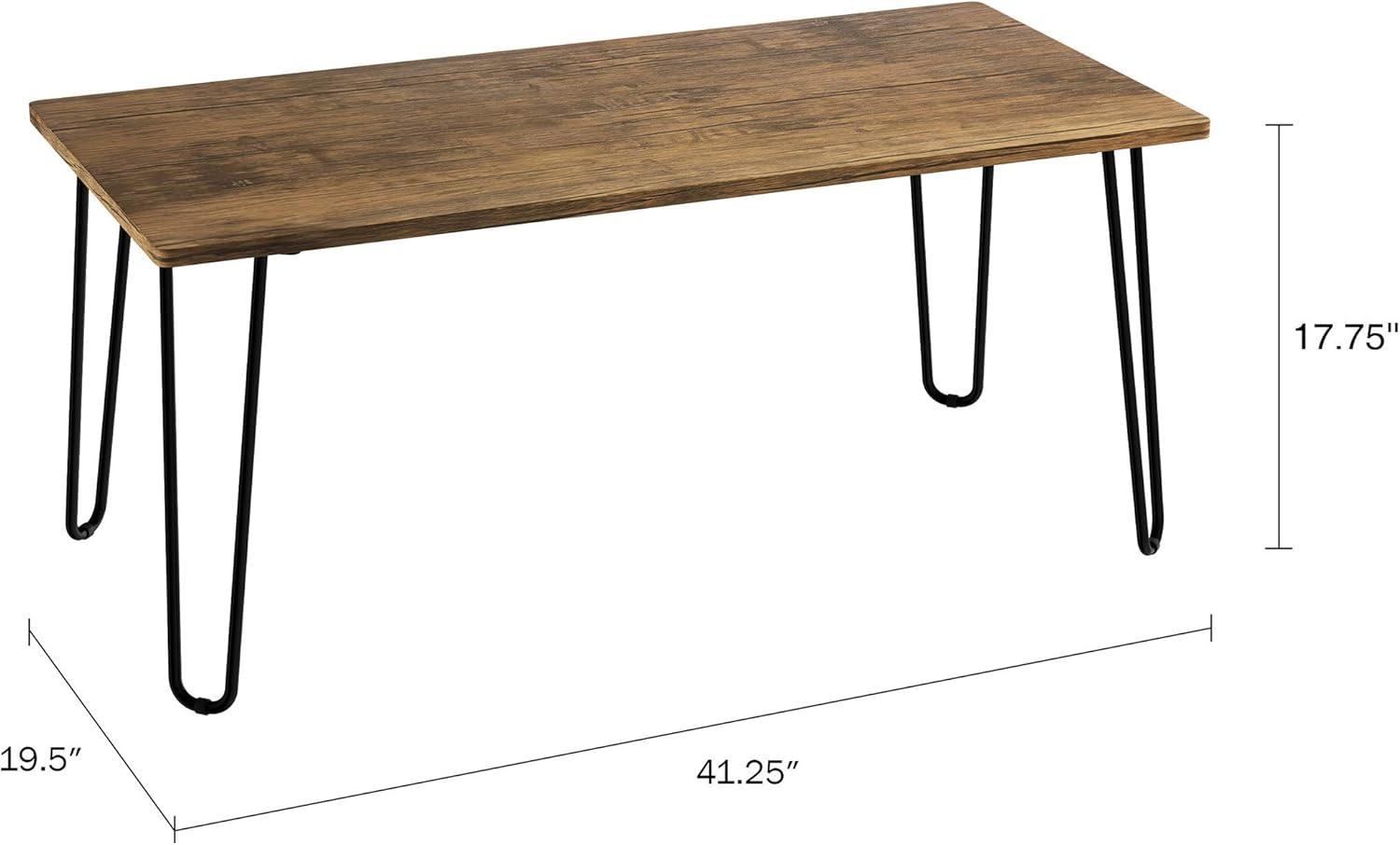 imageCoffee Table with Hairpin Legs Modern Industrial Style Home Decor WoodgrainLook and Steel Accent Living Room Furniture by Lavish Home Brown