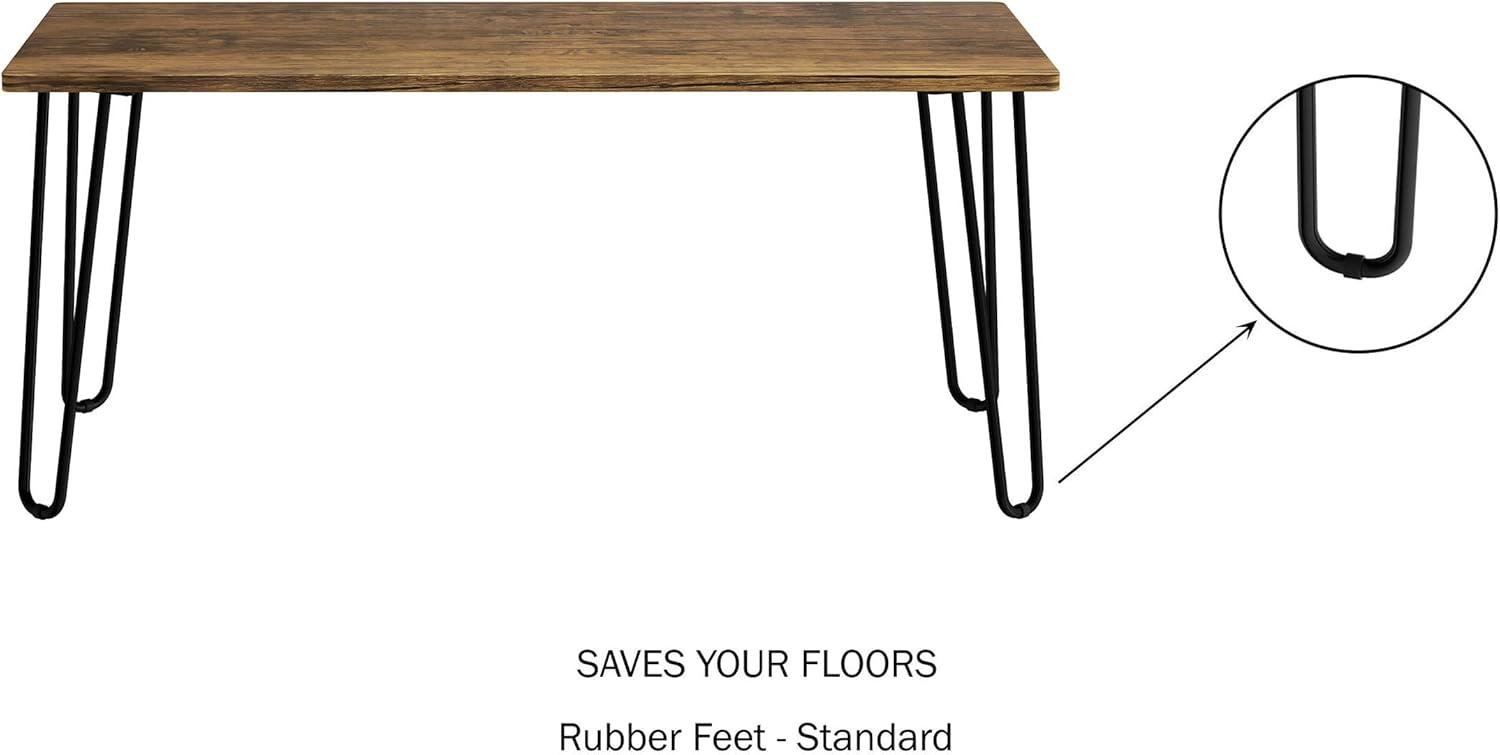 imageCoffee Table with Hairpin Legs Modern Industrial Style Home Decor WoodgrainLook and Steel Accent Living Room Furniture by Lavish Home Brown