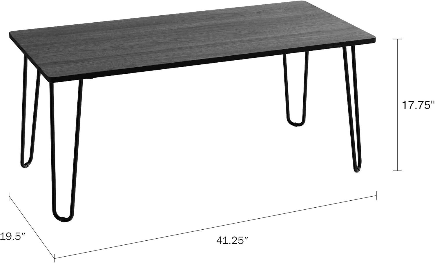 imageCoffee Table with Hairpin Legs Modern Industrial Style Home Decor WoodgrainLook and Steel Accent Living Room Furniture by Lavish Home GrayBlack Woodgrain