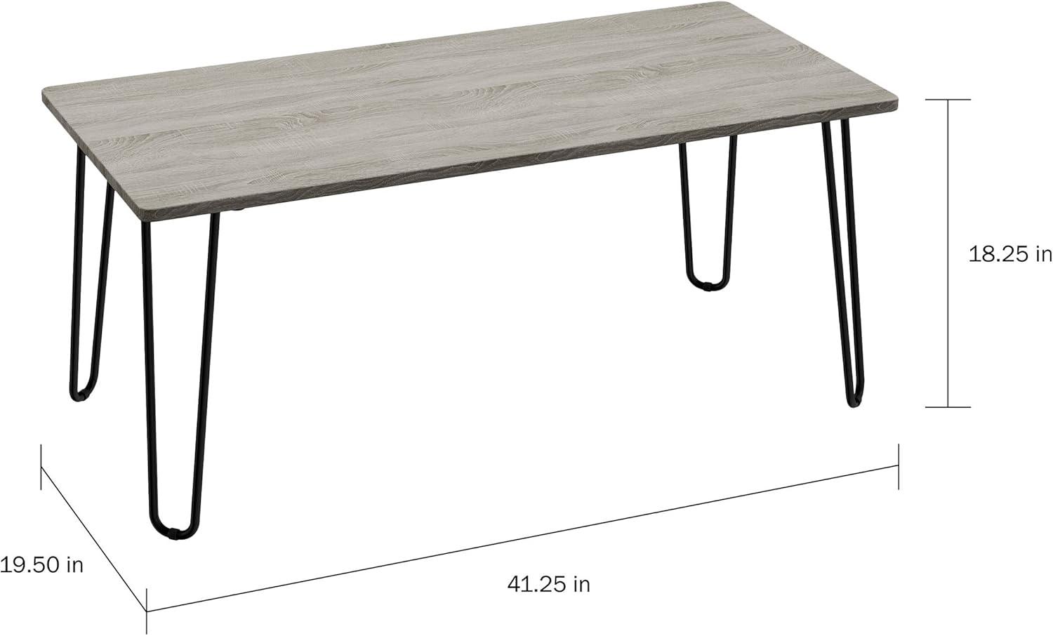 imageCoffee Table with Hairpin Legs Modern Industrial Style Home Decor WoodgrainLook and Steel Accent Living Room Furniture by Lavish Home GrayGray Woodgrain