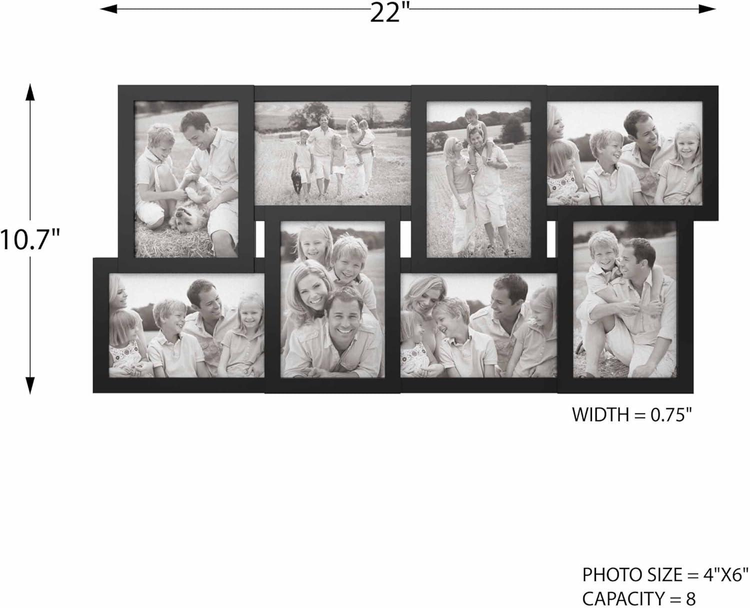 imageCollage Picture Frame with 8 Openings for 4x6 Photos Wall Hanging Multiple Photo Frame Display for Personalized Decor by Lavish Home Black