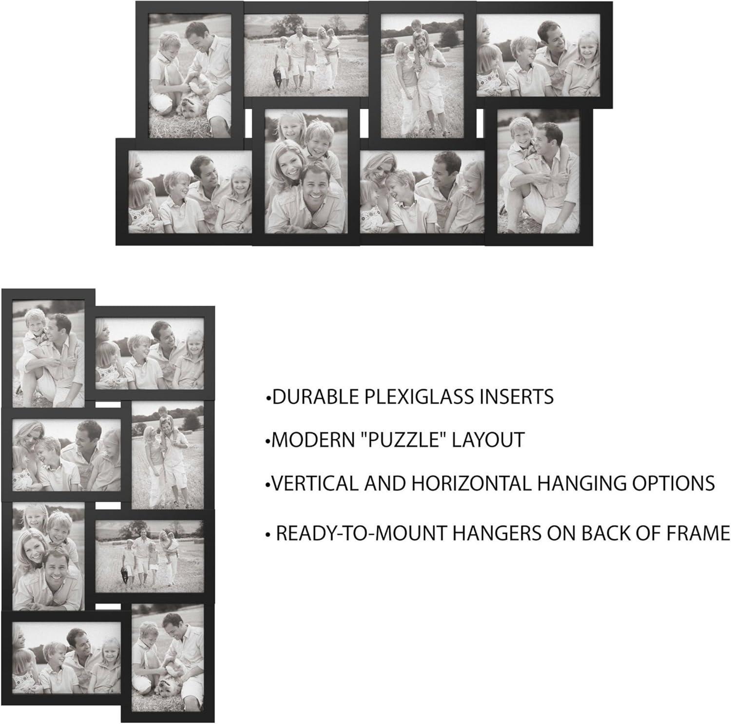 imageCollage Picture Frame with 8 Openings for 4x6 Photos Wall Hanging Multiple Photo Frame Display for Personalized Decor by Lavish Home Black