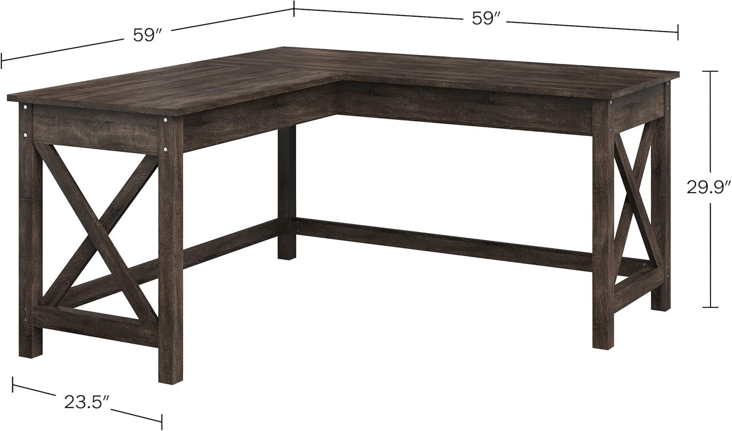 imageComputer Desk LShaped Desk with XPattern Legs For Office Computer or Craft Table Desks for Home Office by Lavish Home WhiteDark Gray