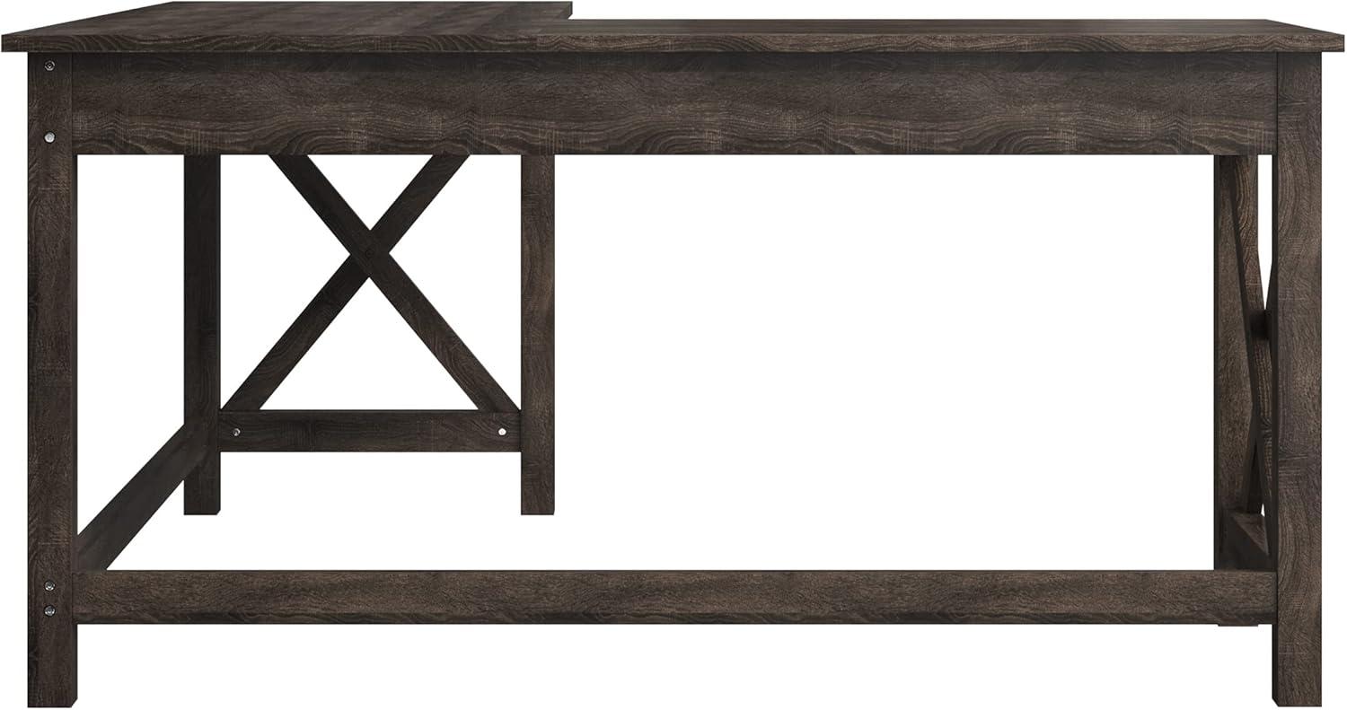imageComputer Desk LShaped Desk with XPattern Legs For Office Computer or Craft Table Desks for Home Office by Lavish Home WhiteDark Gray