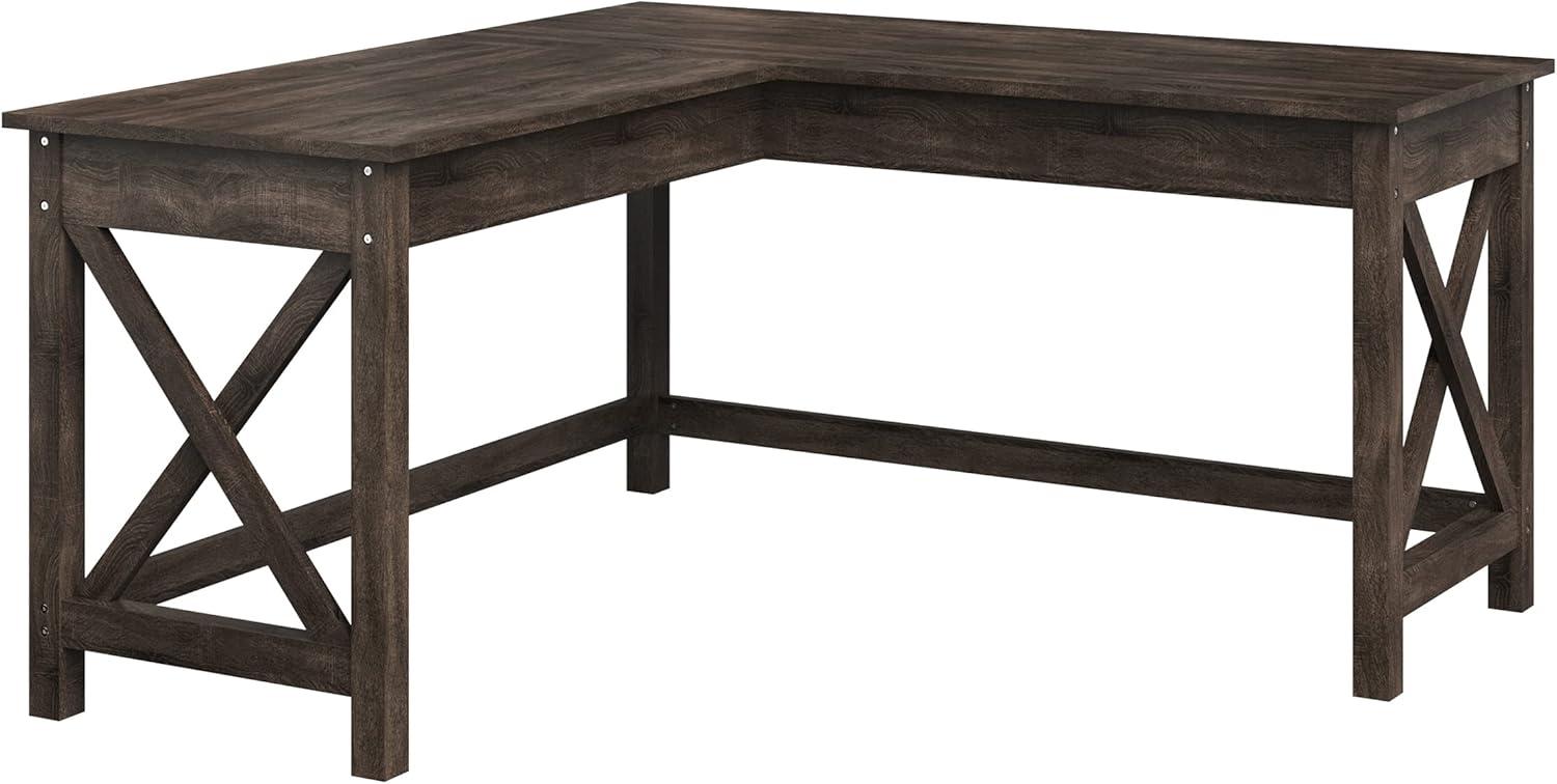 imageComputer Desk LShaped Desk with XPattern Legs For Office Computer or Craft Table Desks for Home Office by Lavish Home WhiteDark Gray