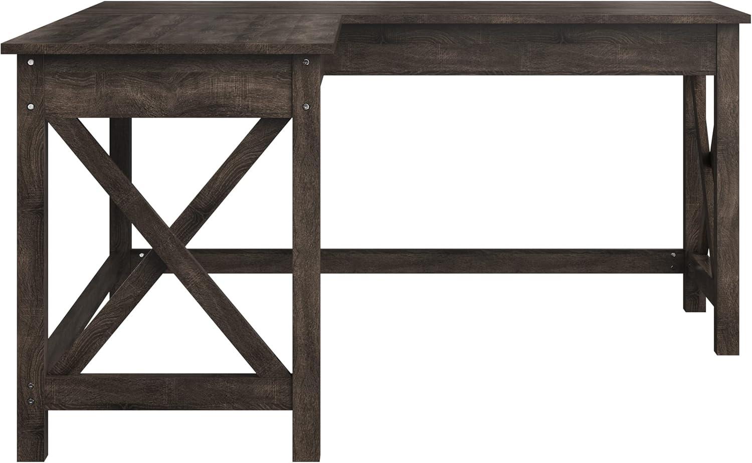 imageComputer Desk LShaped Desk with XPattern Legs For Office Computer or Craft Table Desks for Home Office by Lavish Home WhiteDark Gray