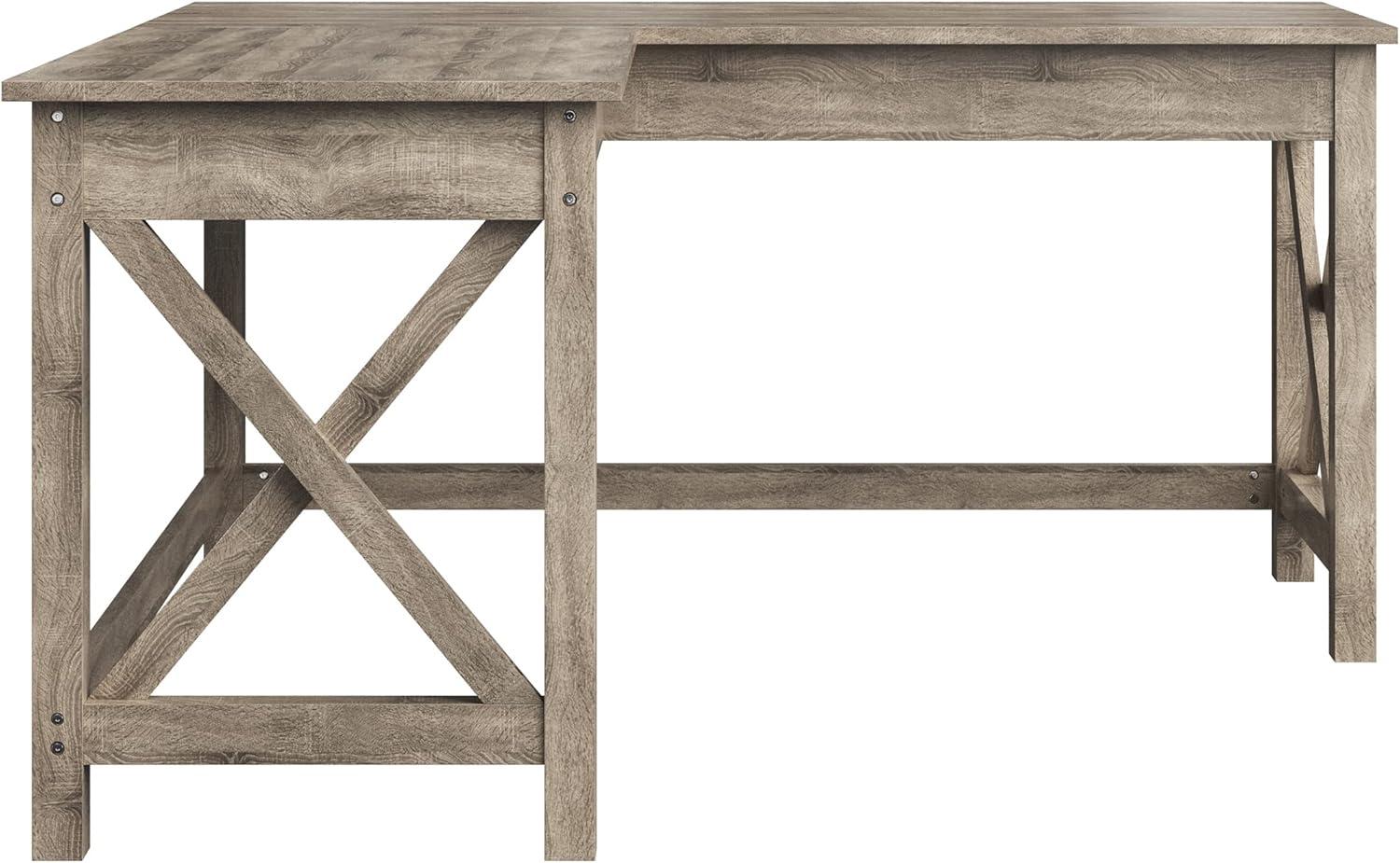 imageComputer Desk LShaped Desk with XPattern Legs For Office Computer or Craft Table Desks for Home Office by Lavish Home WhiteLight Gray