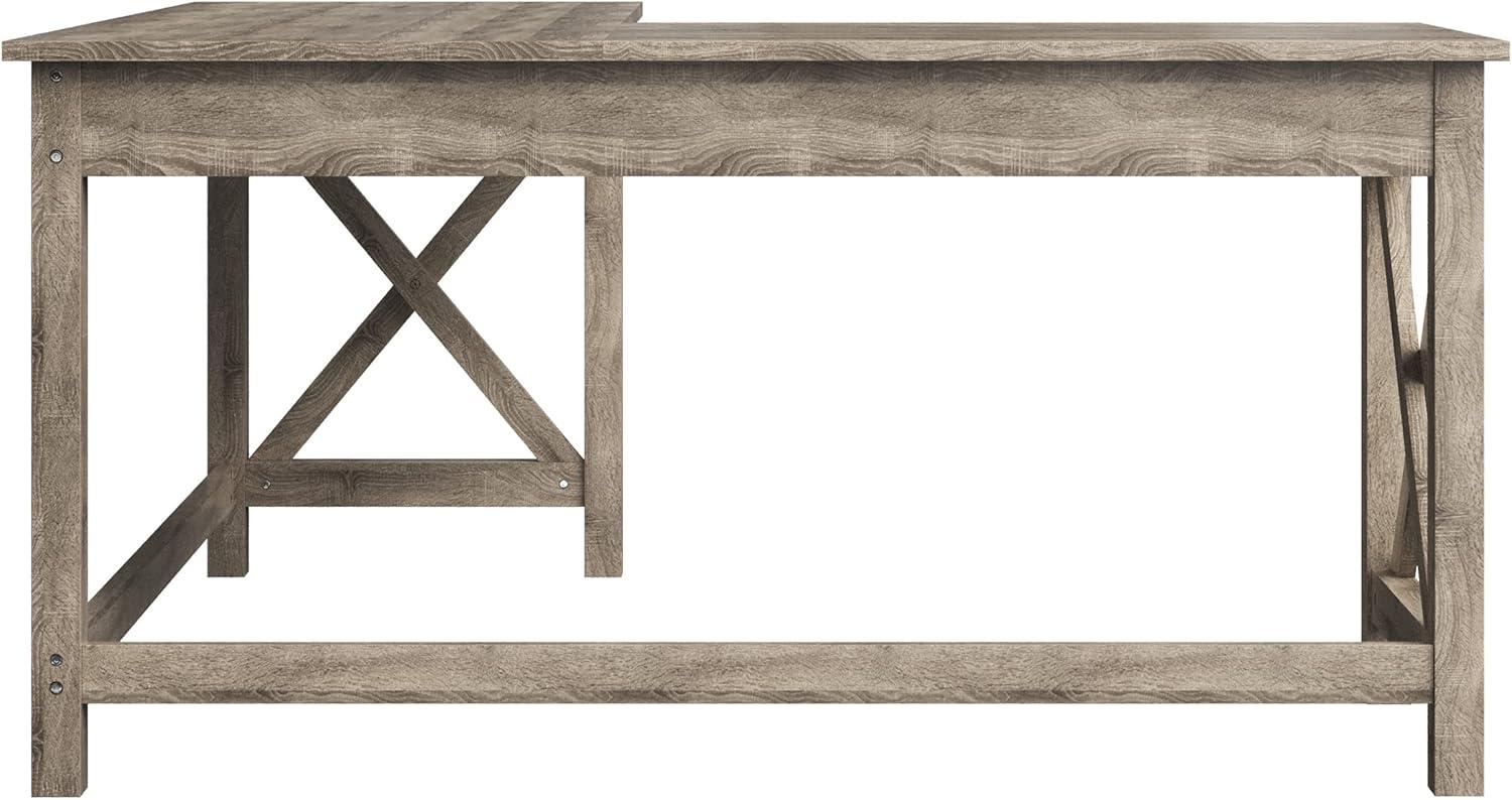 imageComputer Desk LShaped Desk with XPattern Legs For Office Computer or Craft Table Desks for Home Office by Lavish Home WhiteLight Gray