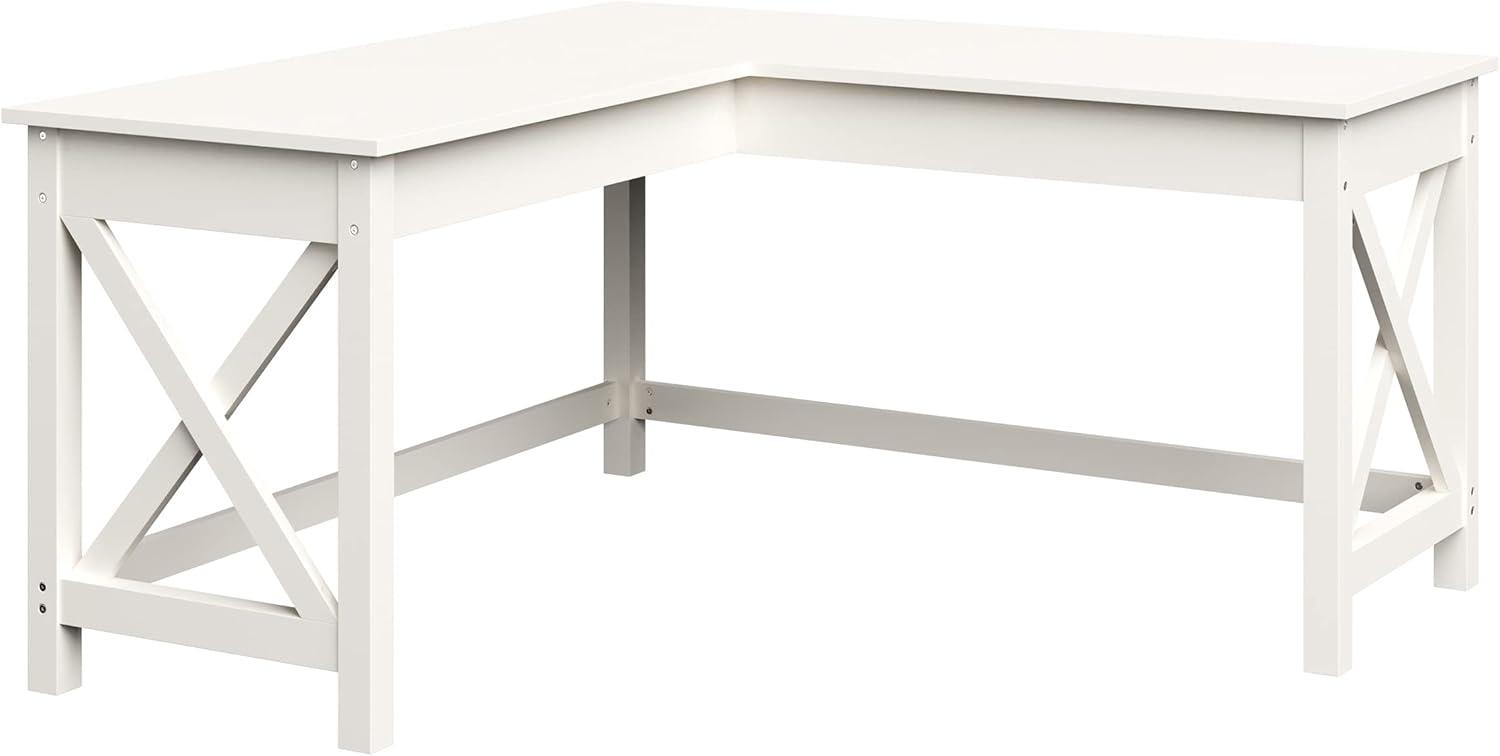imageComputer Desk LShaped Desk with XPattern Legs For Office Computer or Craft Table Desks for Home Office by Lavish Home WhiteWhite