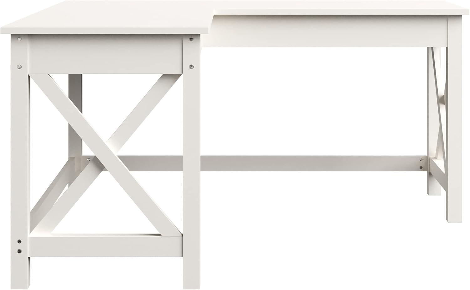 imageComputer Desk LShaped Desk with XPattern Legs For Office Computer or Craft Table Desks for Home Office by Lavish Home WhiteWhite