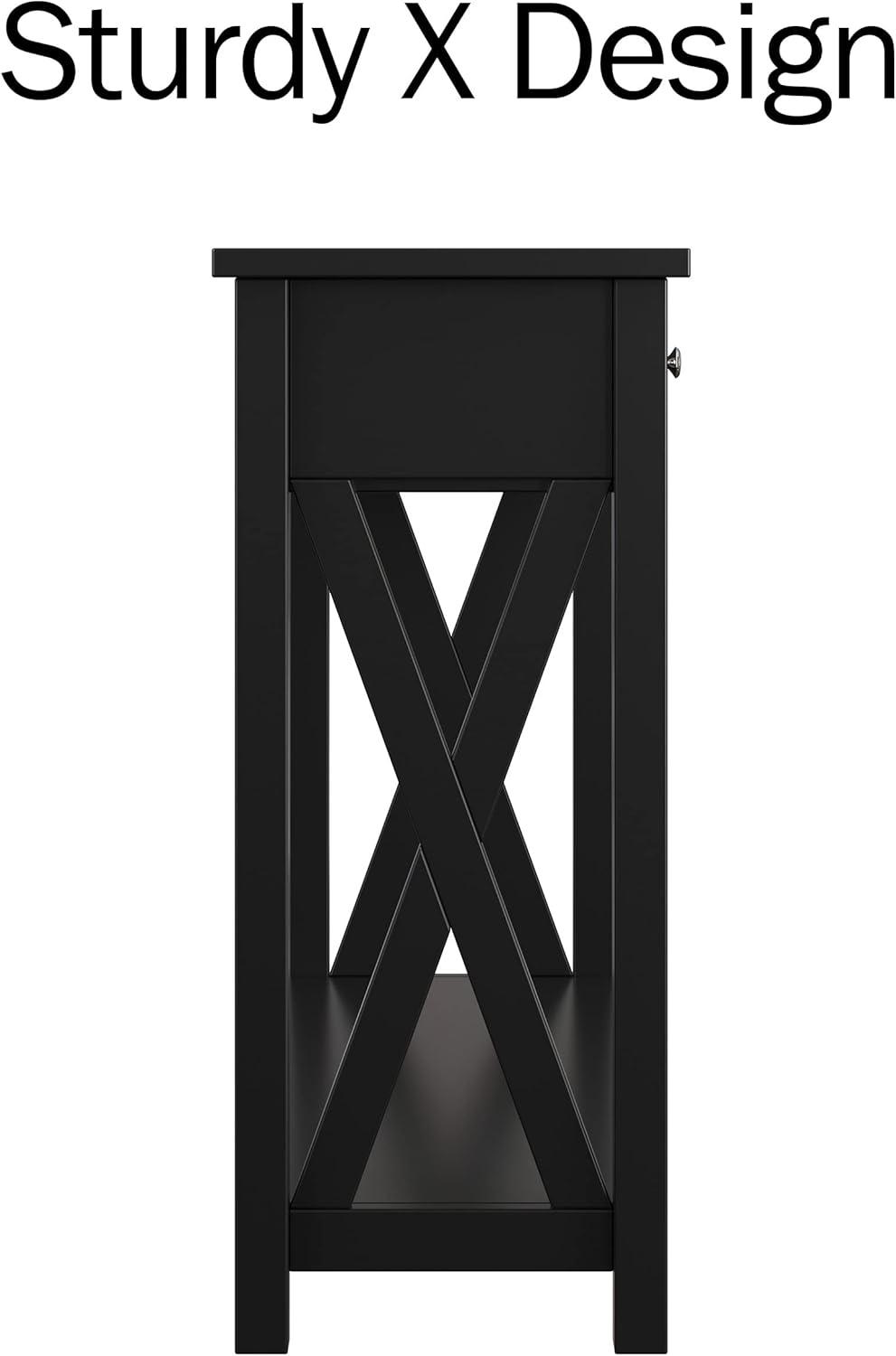 imageConsole Table with Two Drawers 2Tier Entryway Table with Storage Shelf and Sturdy XBraced Legs for Living Room or Hallway by Lavish Home Black