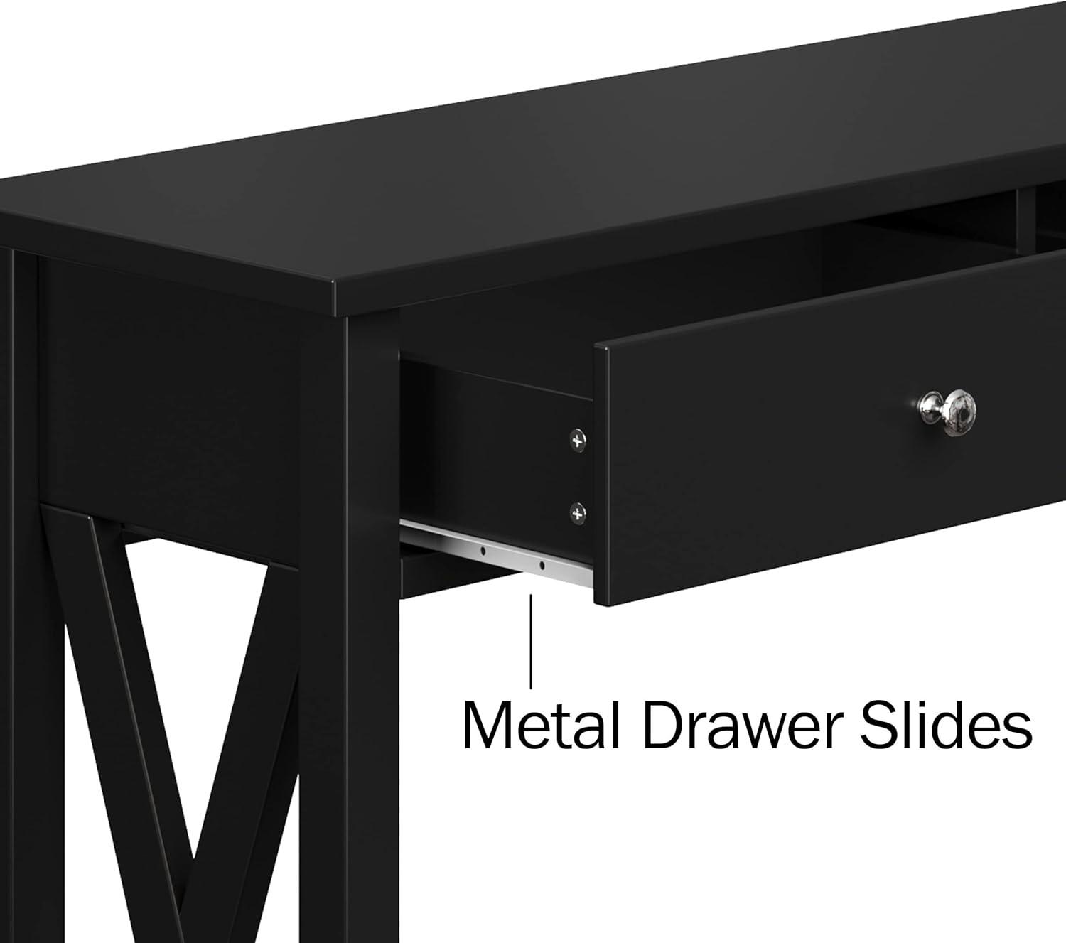 imageConsole Table with Two Drawers 2Tier Entryway Table with Storage Shelf and Sturdy XBraced Legs for Living Room or Hallway by Lavish Home Black