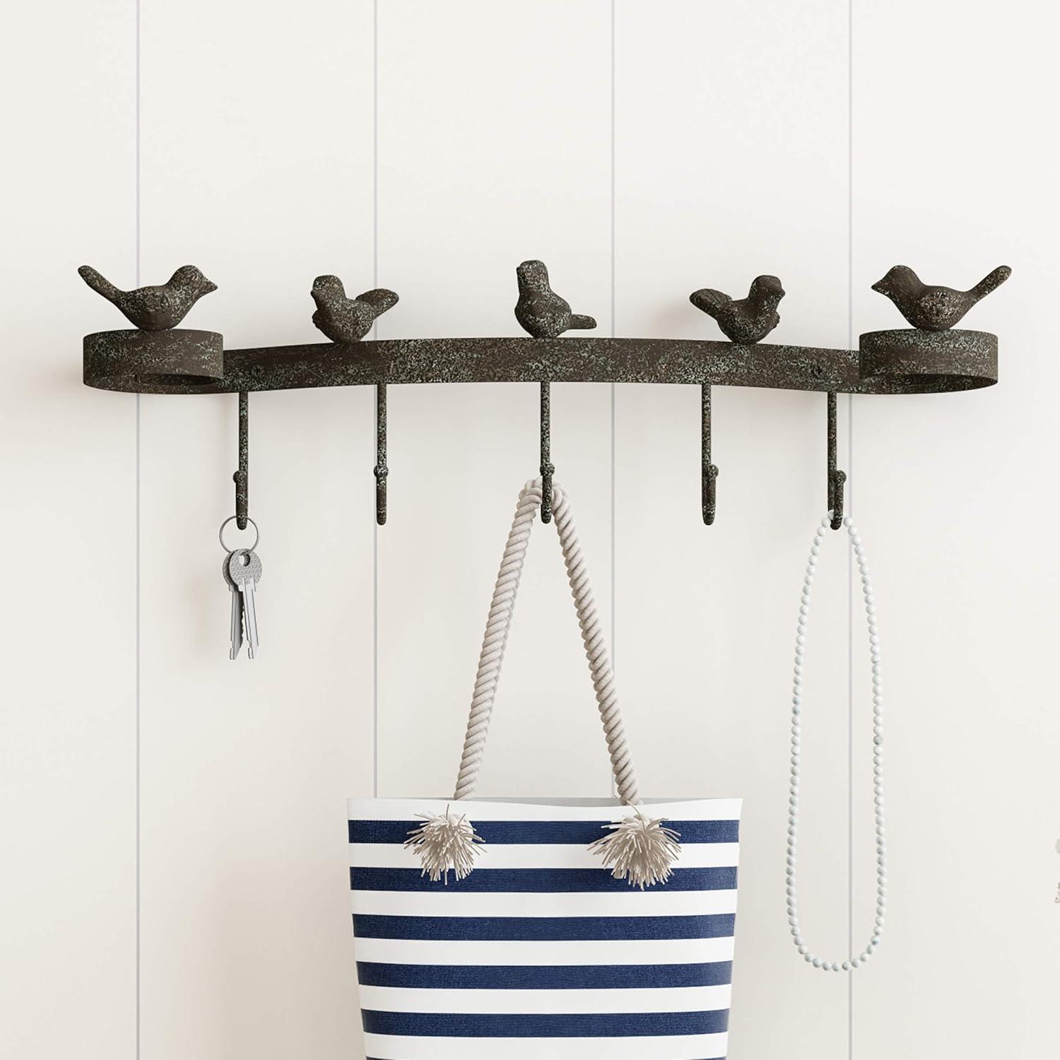 imageDecorative Bird on Tree Branch HookCast Iron Shabby Chic Rustic Wall Mount Hooks for Coats Towels Hats Scarves Jewelry and More by Lavish HomeRibbon