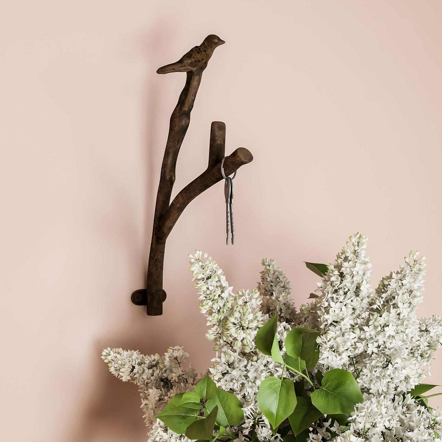 imageDecorative Bird on Tree Branch HookCast Iron Shabby Chic Rustic Wall Mount Hooks for Coats Towels Hats Scarves Jewelry and More by Lavish HomeTree