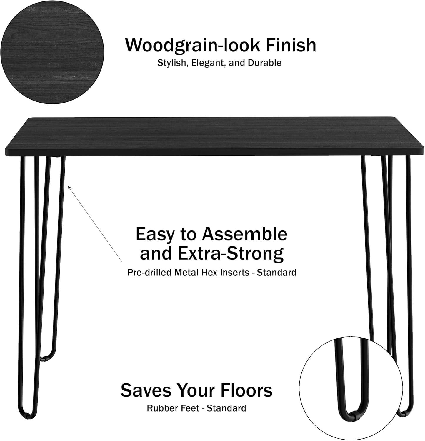 imageDesk with Hairpin Legs Modern Industrial Style Home Decor WoodgrainLook and Steel Accent Home Office Furniture by Lavish Home GrayBlack