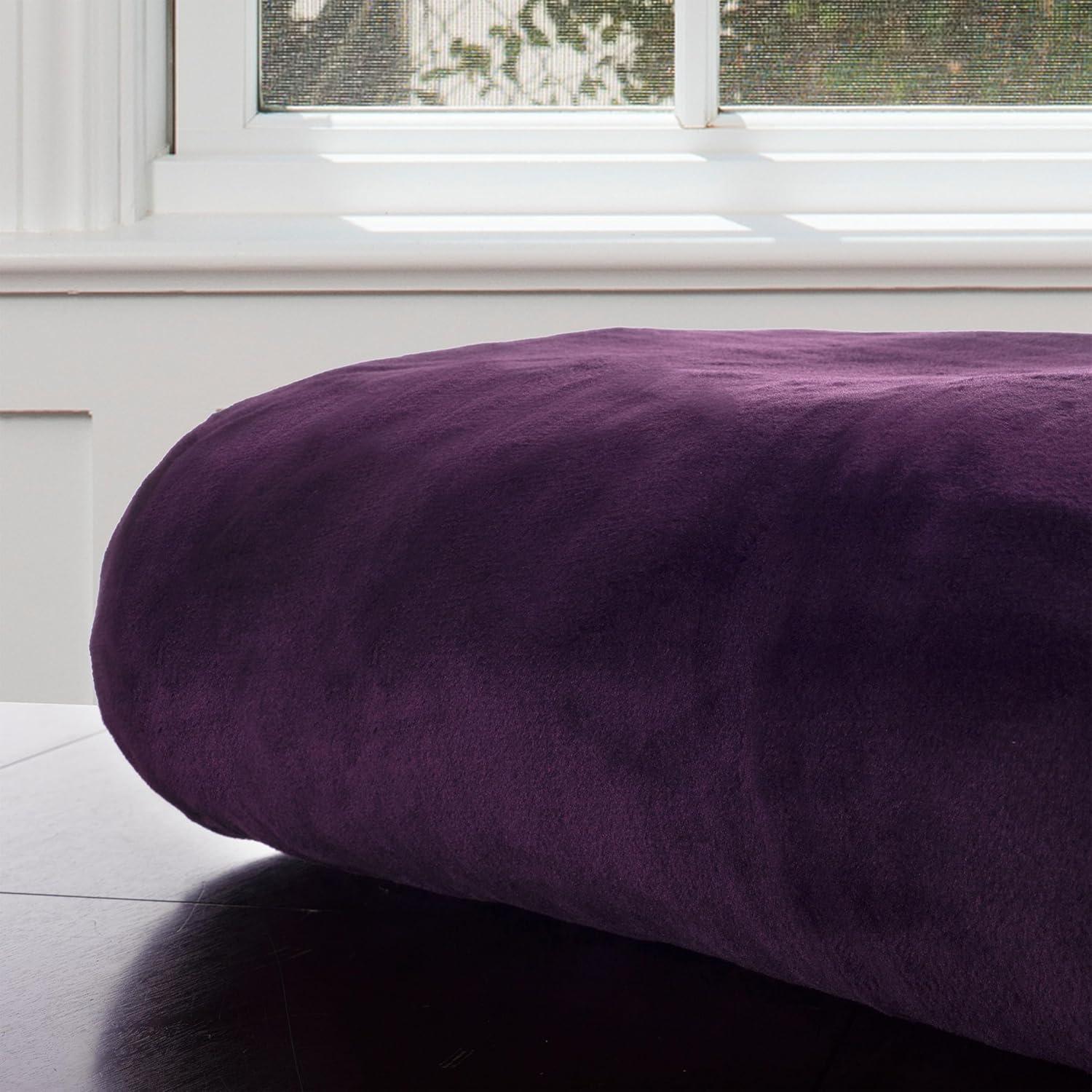 imageFaux Fur Throw Blanket Oversized 91x81 MachineWashable Bedding MinkStyle 78lb Heavy Blanket for Bed or Sofa by Lavish Home Purple