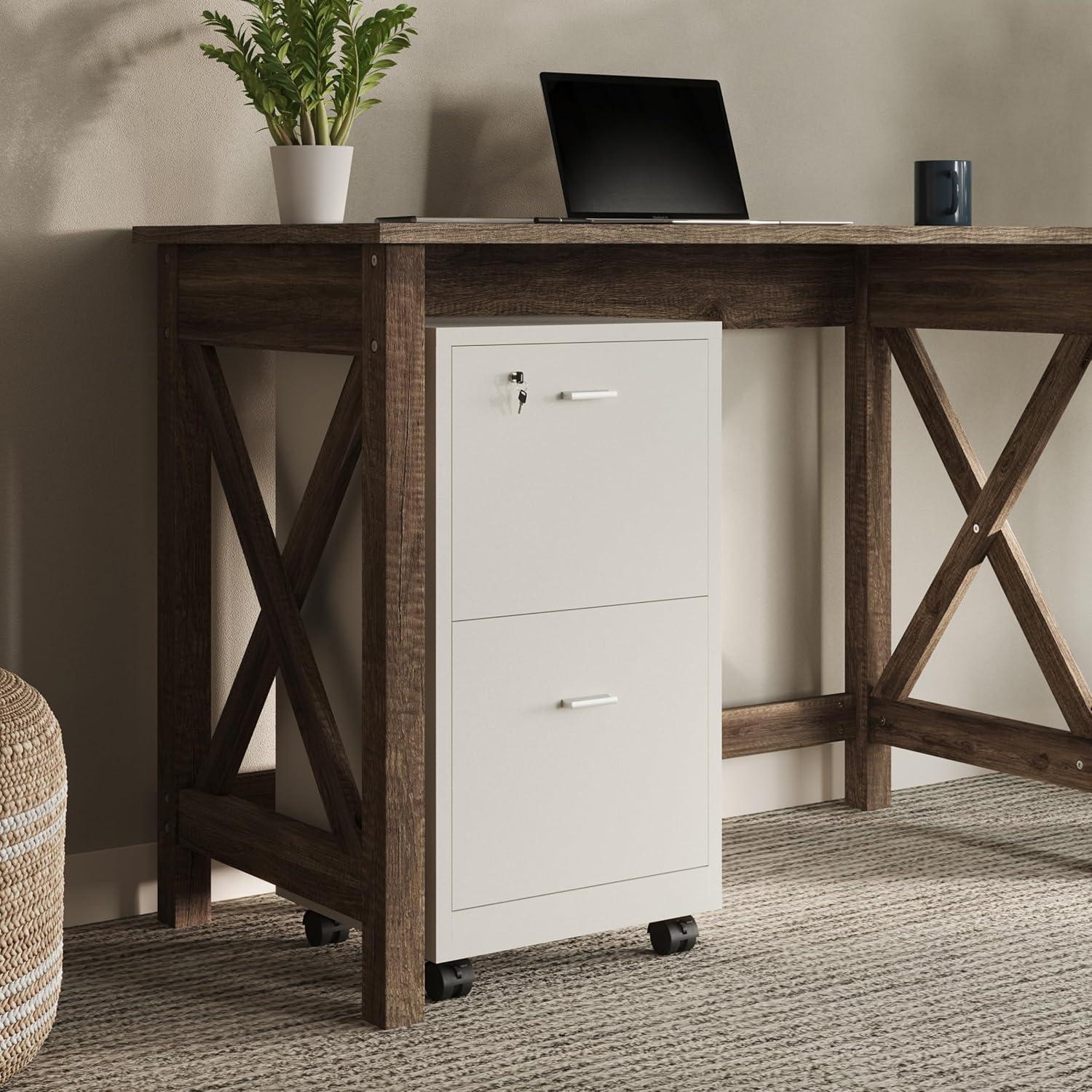 imageFile Cabinet 2Drawer Cabinet with Lock and Deep Drawer Storage Rolling Filing Cabinet for Under The Desk Home or Office by Lavish Home WhiteWhite